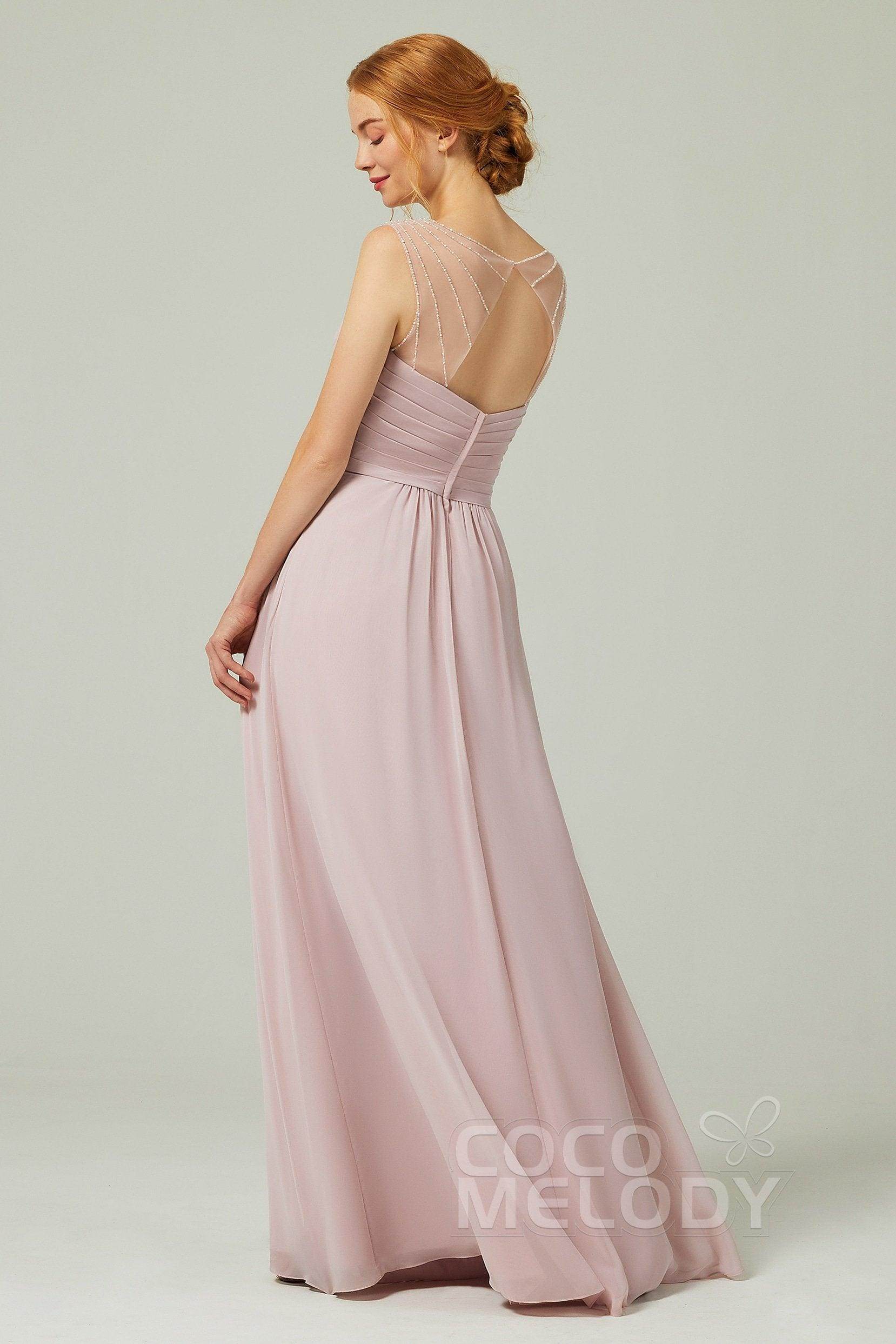 A-Line Floor Length Chiffon Bridesmaid Dress CB0316 - COCOMELODY