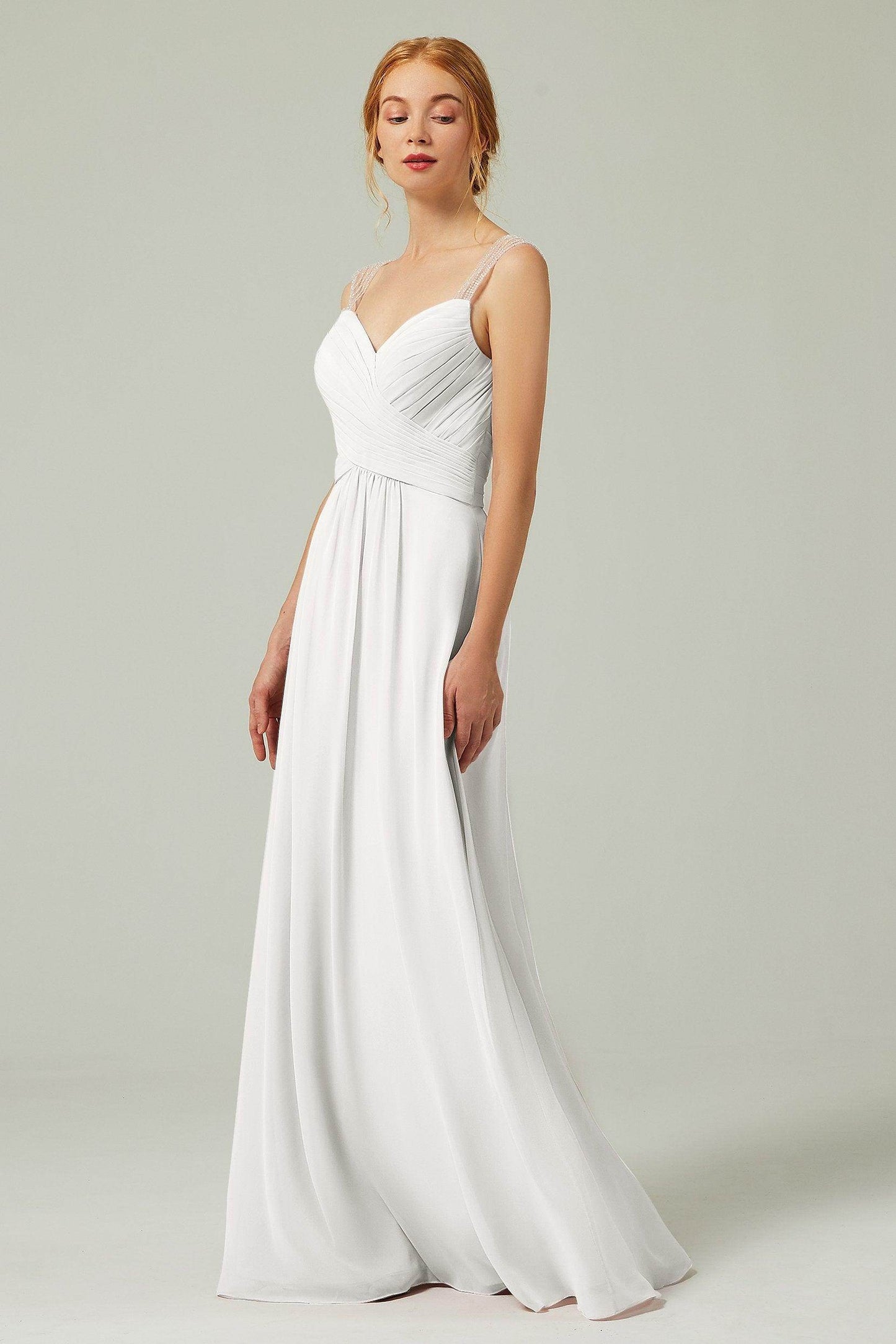 A-Line Floor Length Chiffon Bridesmaid Dress CB0316 - COCOMELODY