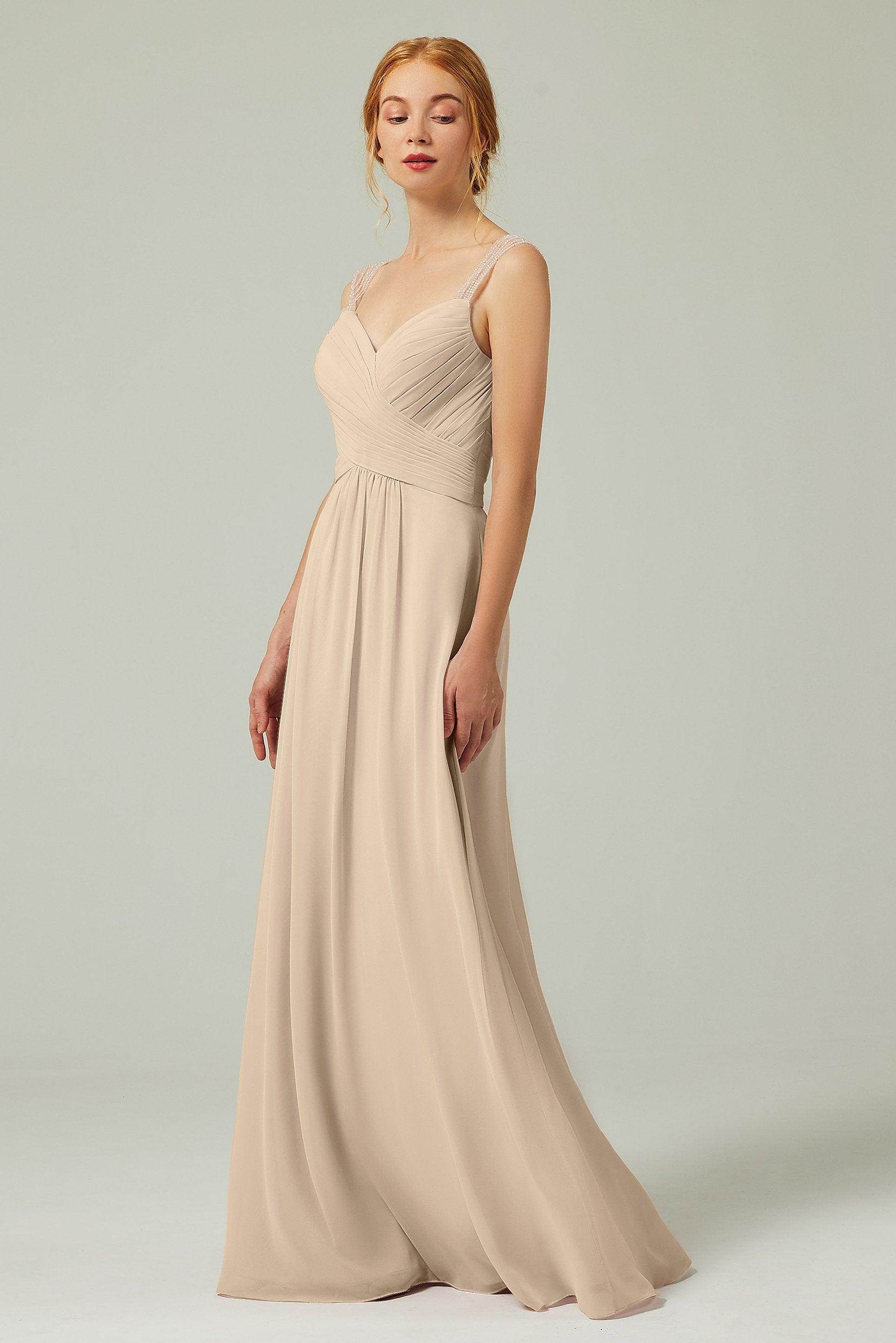 A-Line Floor Length Chiffon Bridesmaid Dress CB0316 - COCOMELODY