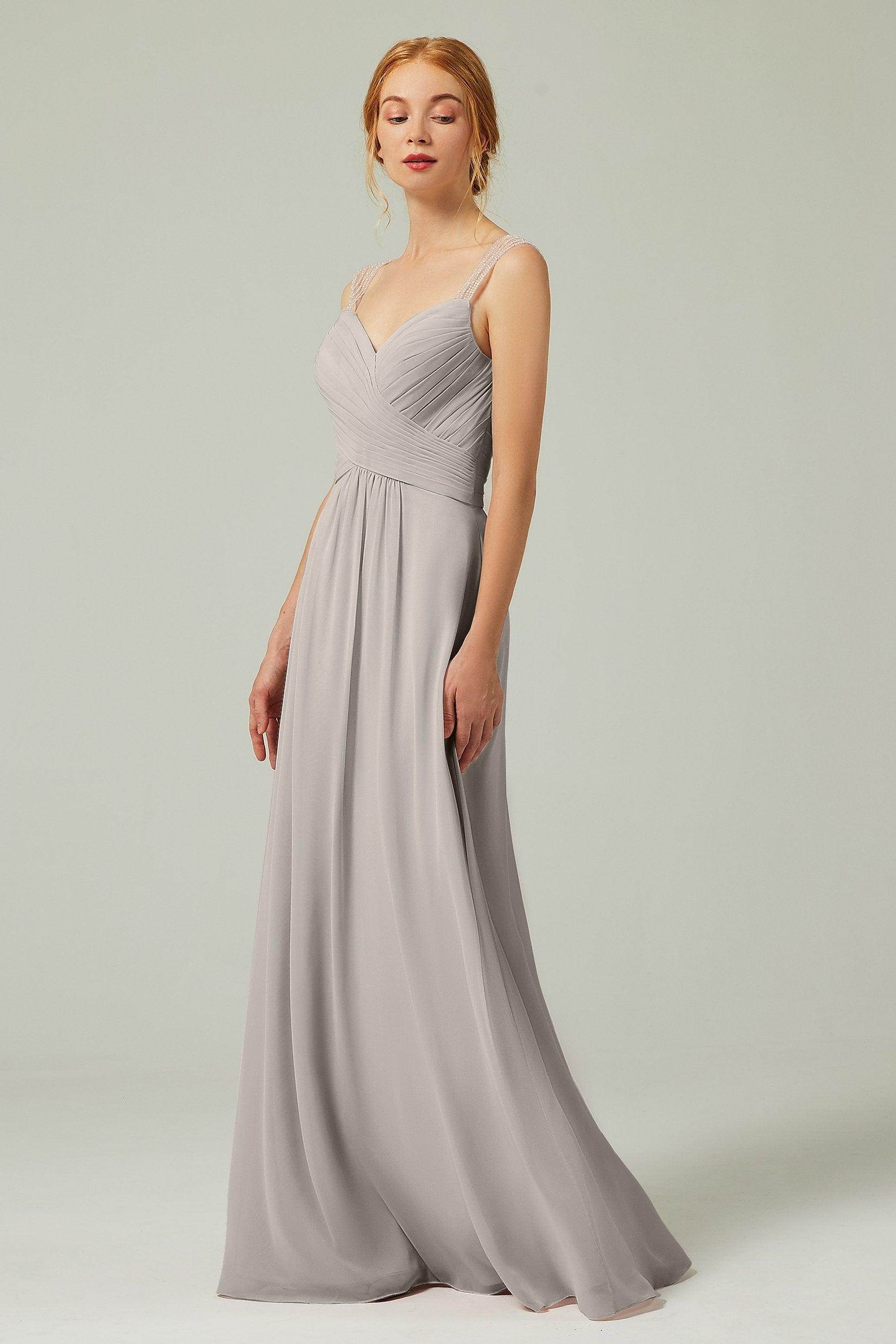 A-Line Floor Length Chiffon Bridesmaid Dress CB0316 - COCOMELODY