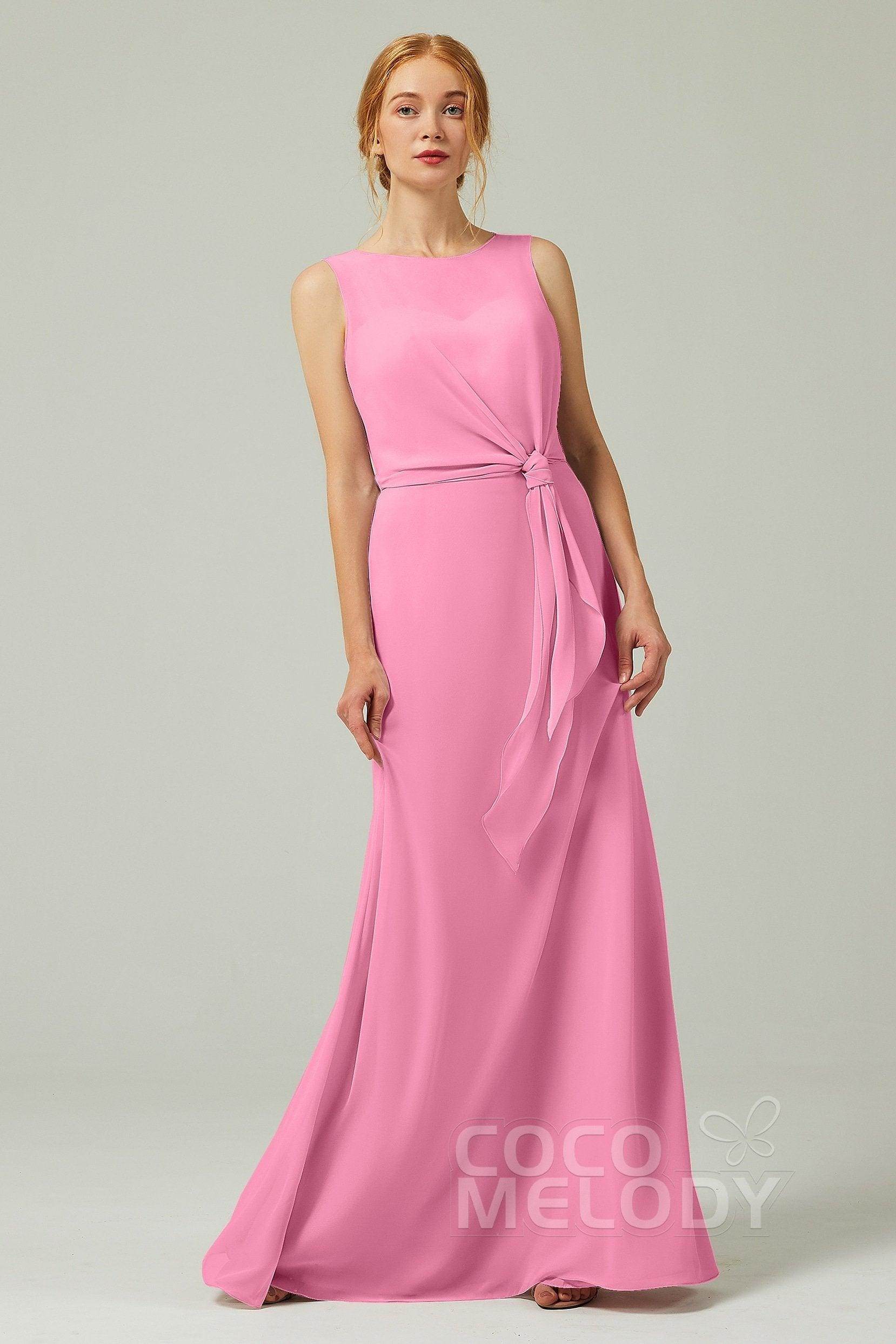 A-Line Floor Length Chiffon Bridesmaid Dress CB0317 - COCOMELODY