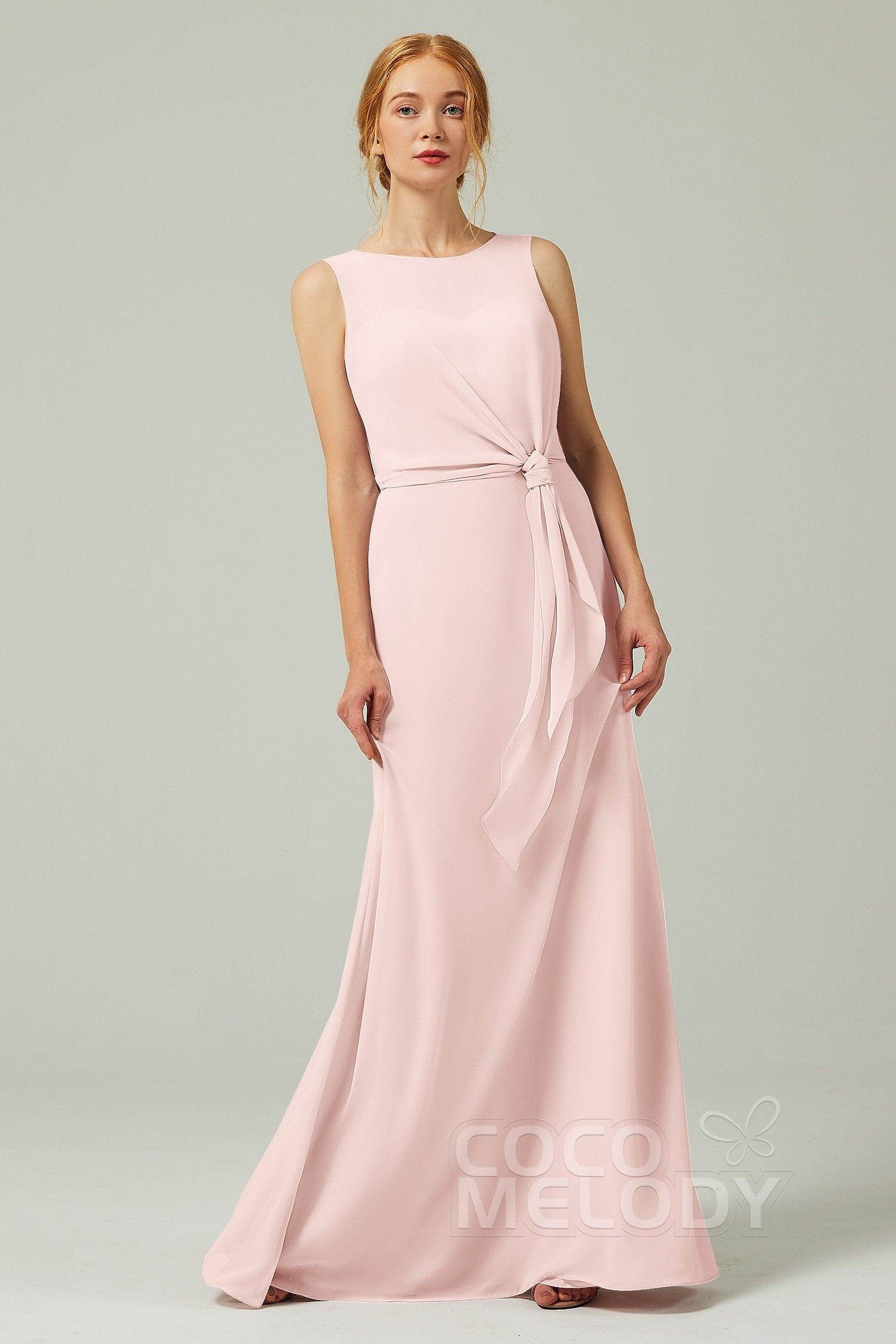 A-Line Floor Length Chiffon Bridesmaid Dress CB0317 - COCOMELODY