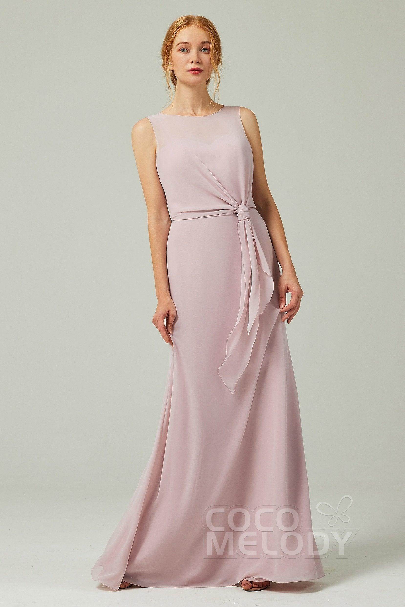 A-Line Floor Length Chiffon Bridesmaid Dress CB0317 - COCOMELODY