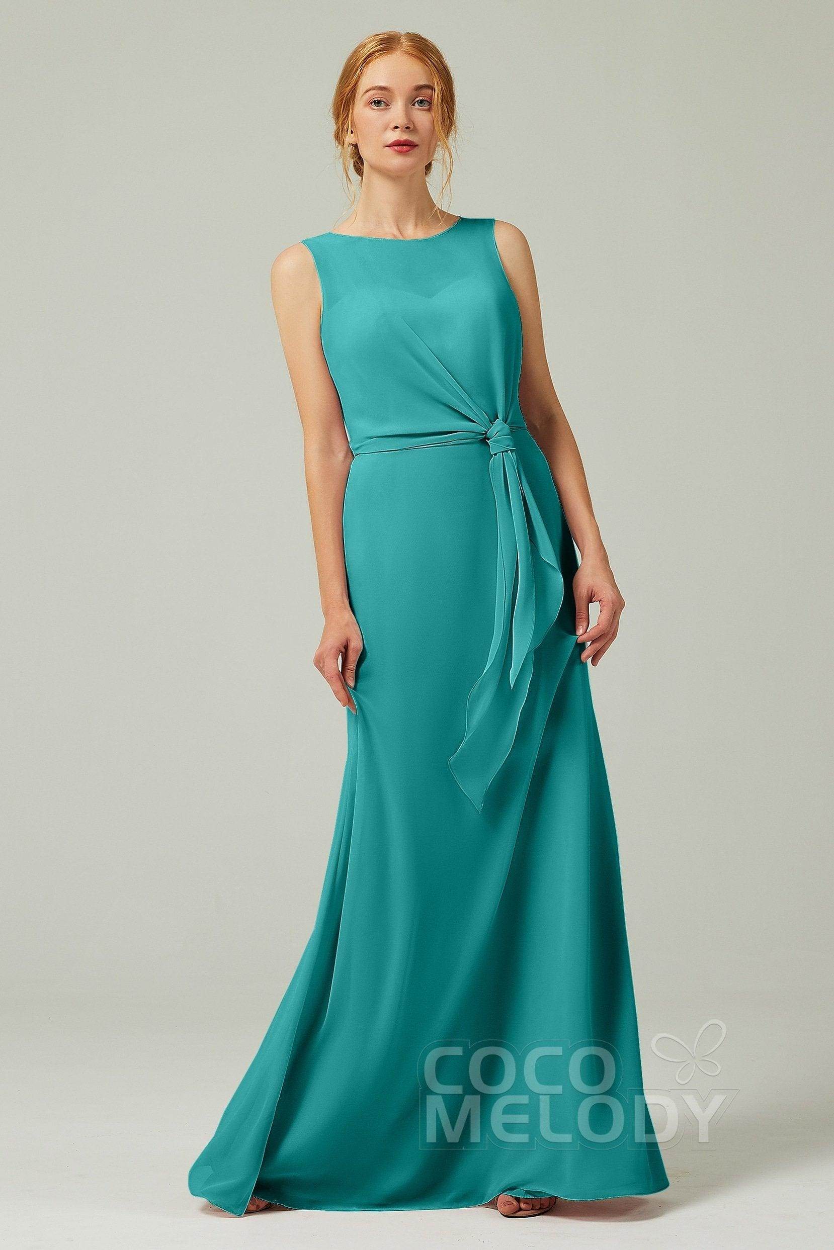 A-Line Floor Length Chiffon Bridesmaid Dress CB0317 - COCOMELODY