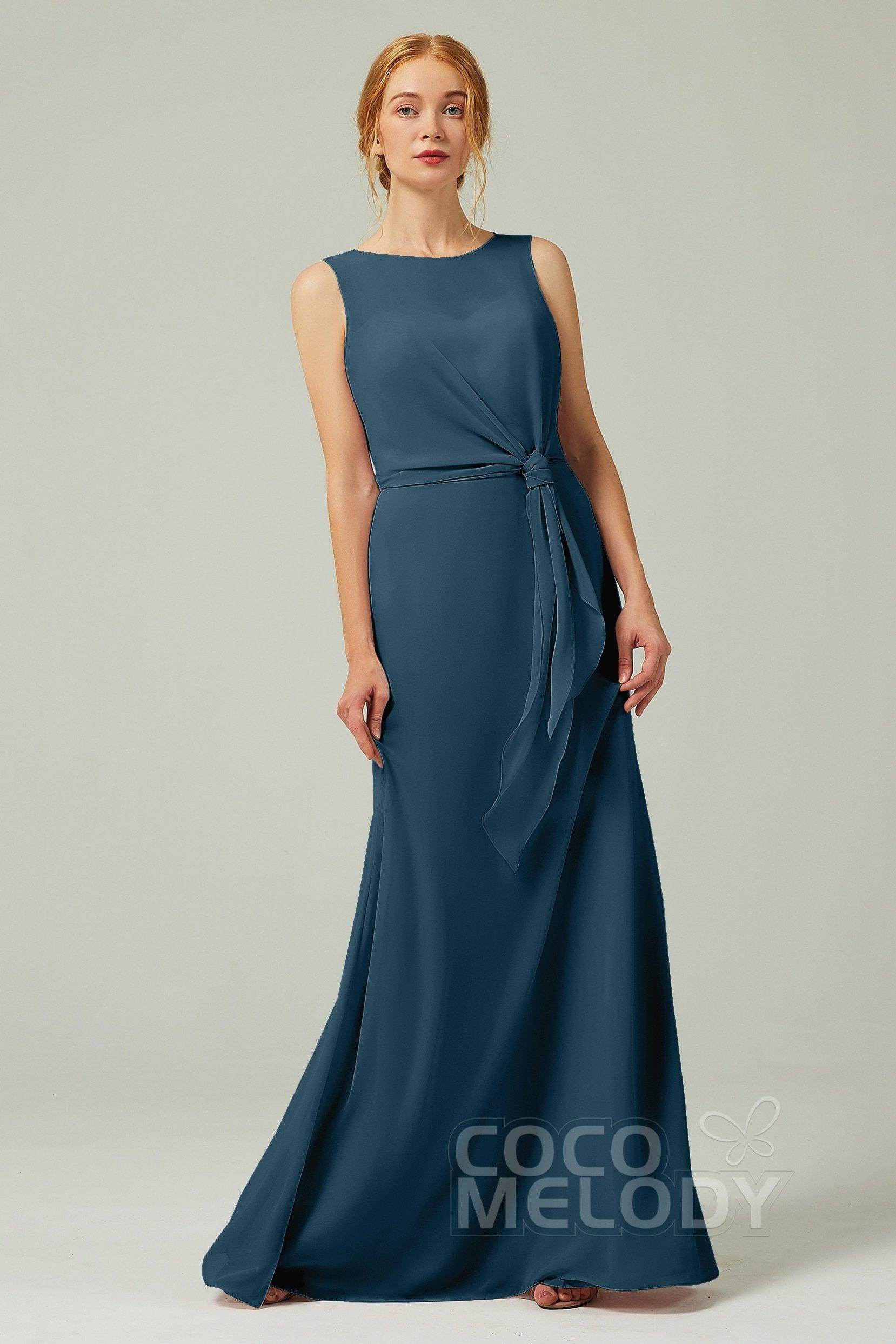 A-Line Floor Length Chiffon Bridesmaid Dress CB0317 - COCOMELODY