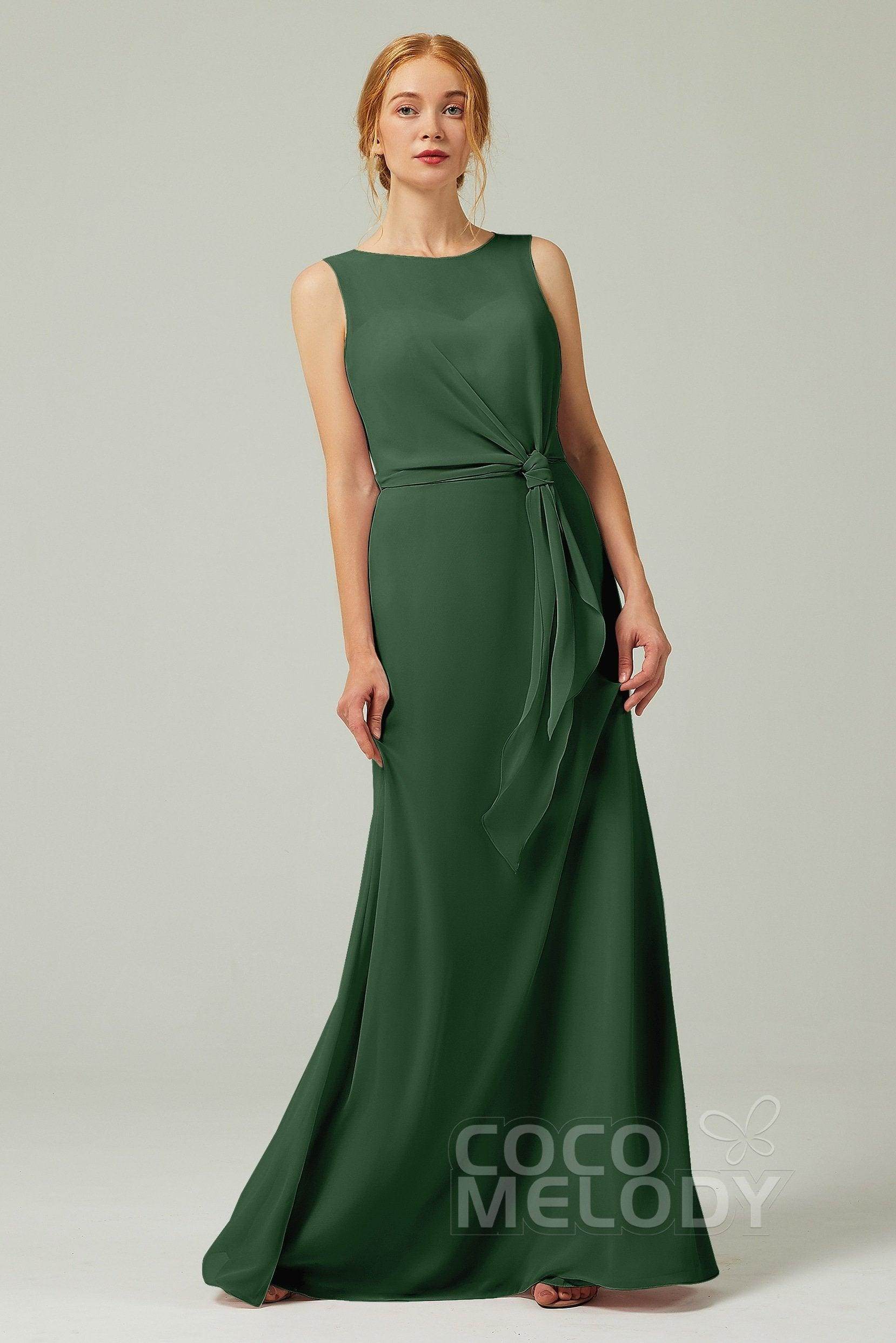 A-Line Floor Length Chiffon Bridesmaid Dress CB0317 - COCOMELODY