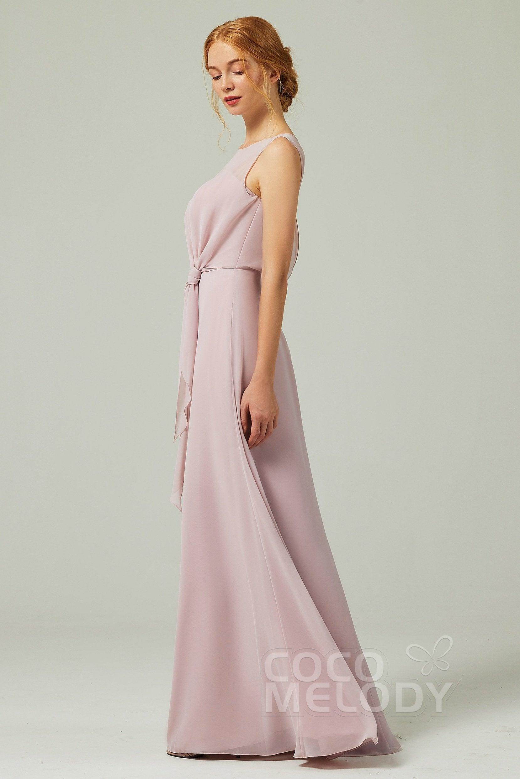 A-Line Floor Length Chiffon Bridesmaid Dress CB0317 - COCOMELODY