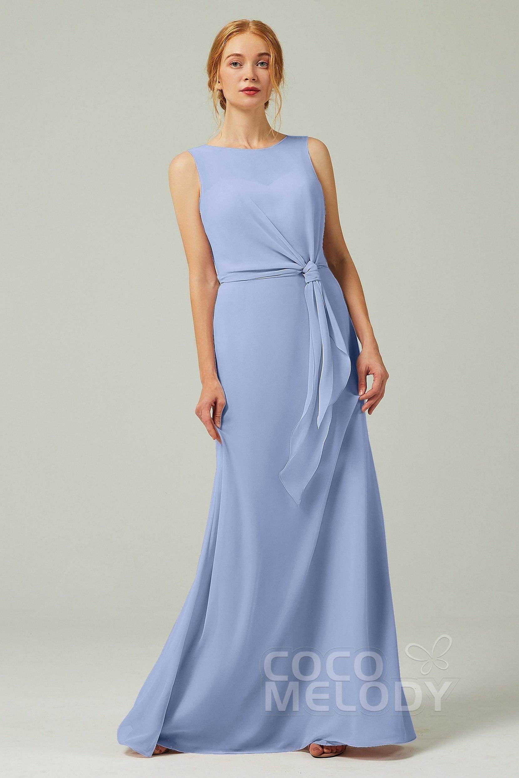 A-Line Floor Length Chiffon Bridesmaid Dress CB0317 - COCOMELODY
