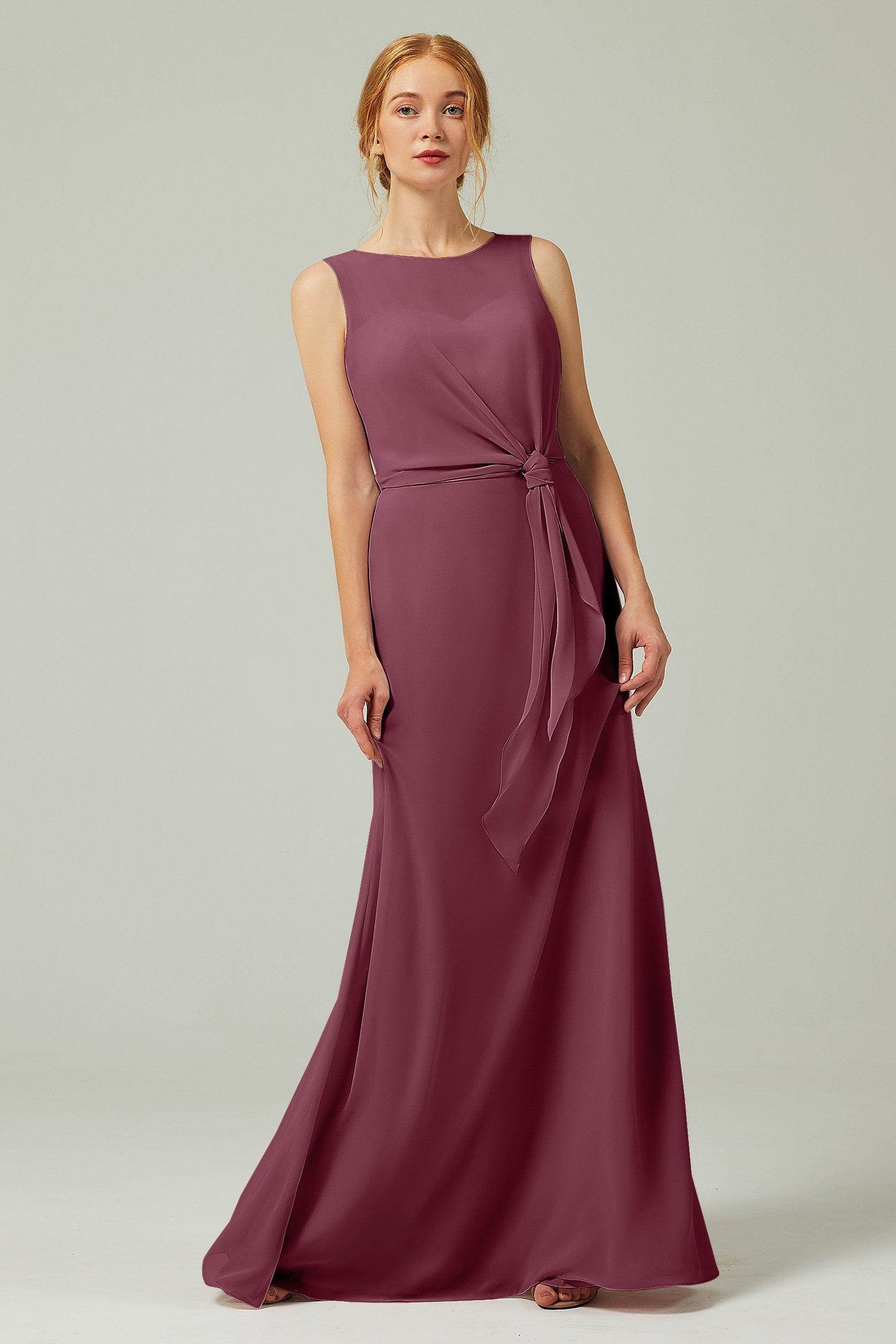 A-Line Floor Length Chiffon Bridesmaid Dress CB0317 - COCOMELODY