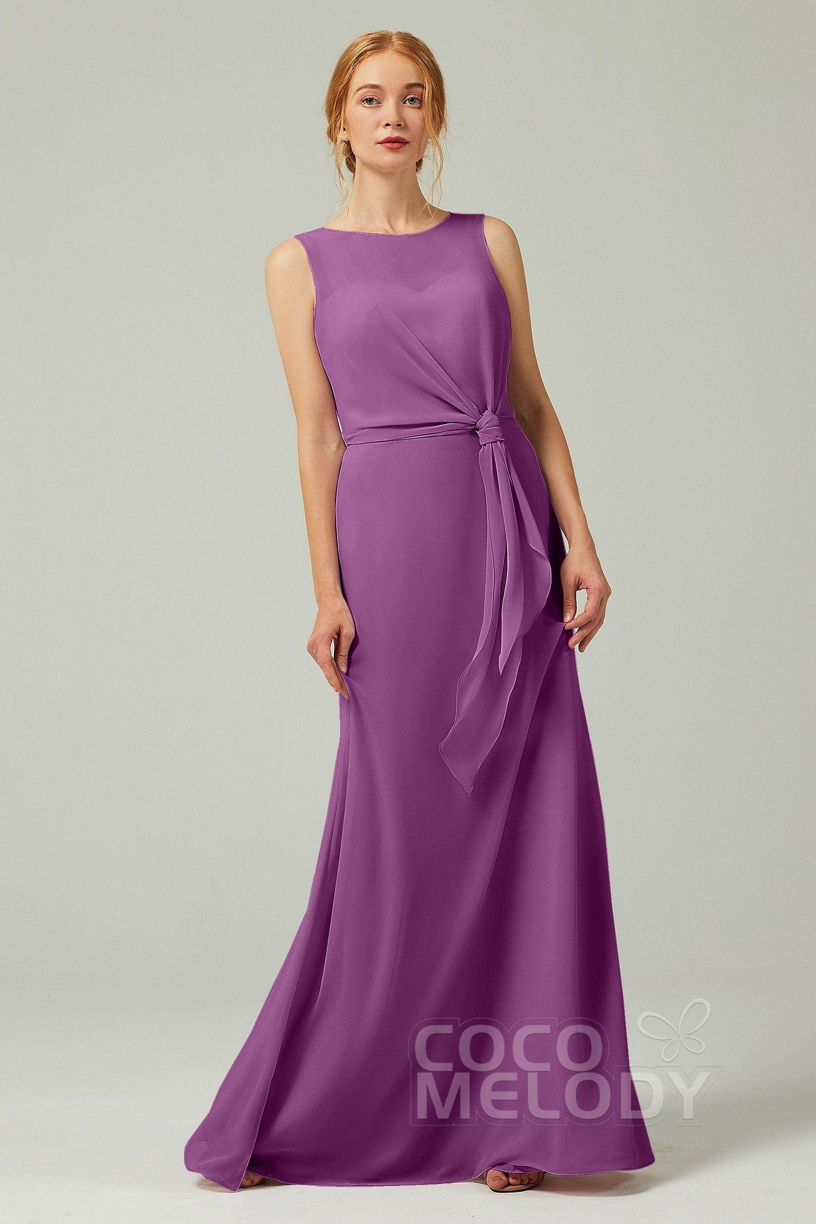 A-Line Floor Length Chiffon Bridesmaid Dress CB0317 - COCOMELODY