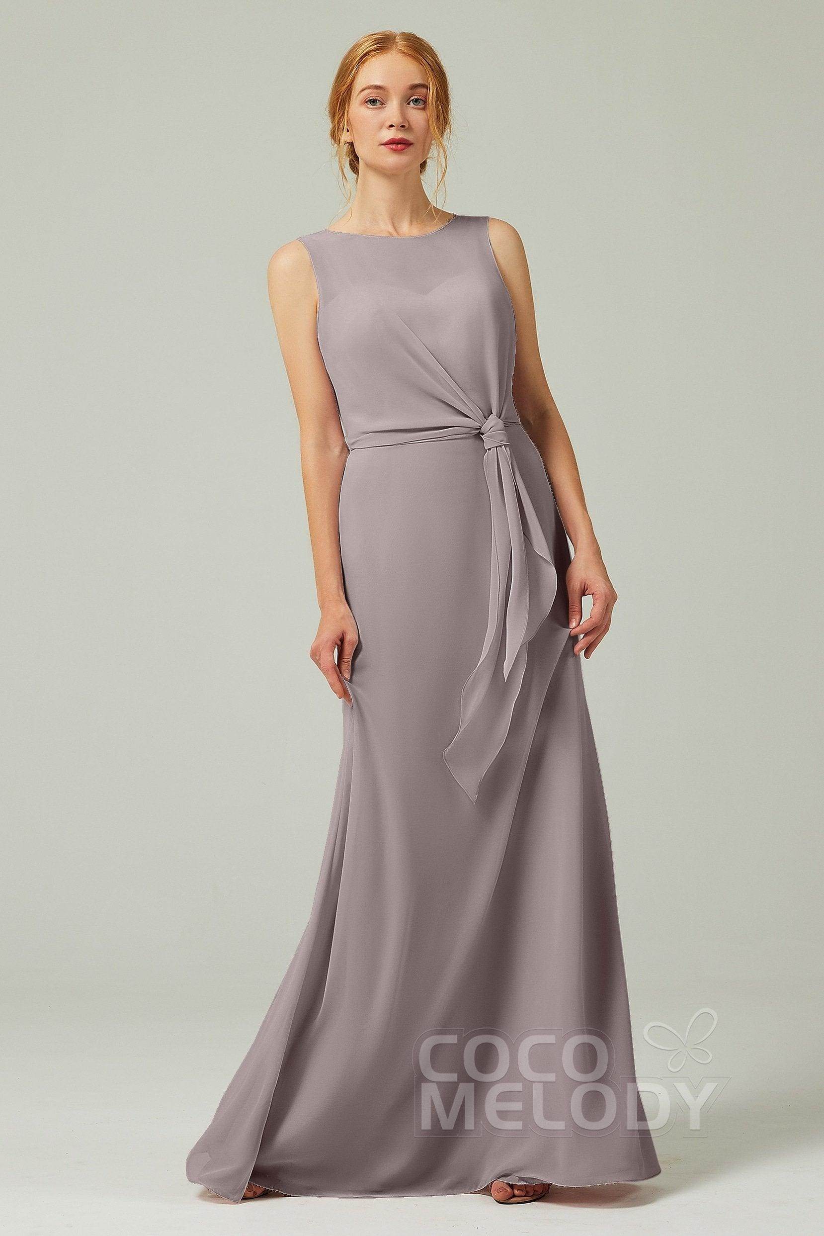 A-Line Floor Length Chiffon Bridesmaid Dress CB0317 - COCOMELODY