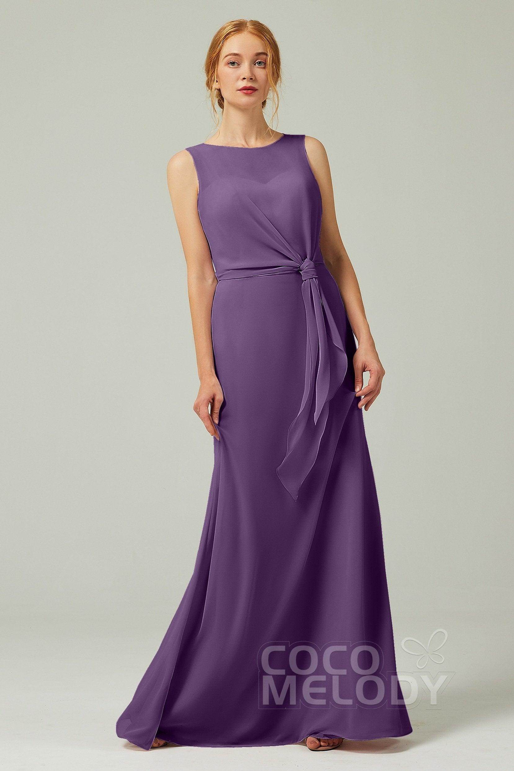 A-Line Floor Length Chiffon Bridesmaid Dress CB0317 - COCOMELODY
