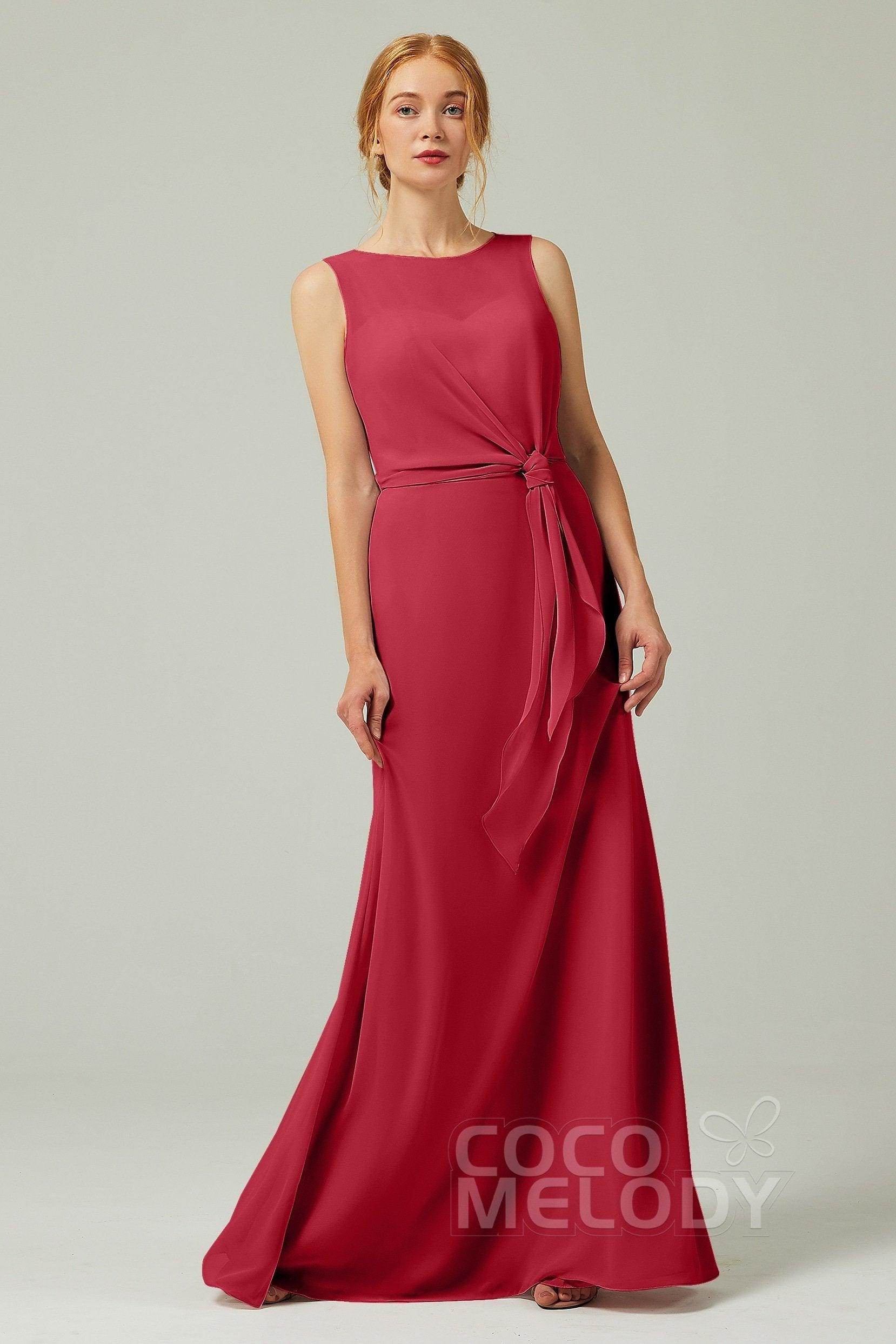 A-Line Floor Length Chiffon Bridesmaid Dress CB0317 - COCOMELODY