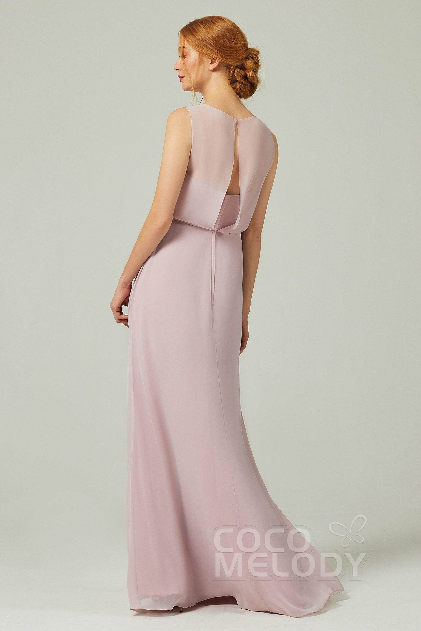 A-Line Floor Length Chiffon Bridesmaid Dress CB0317 - COCOMELODY