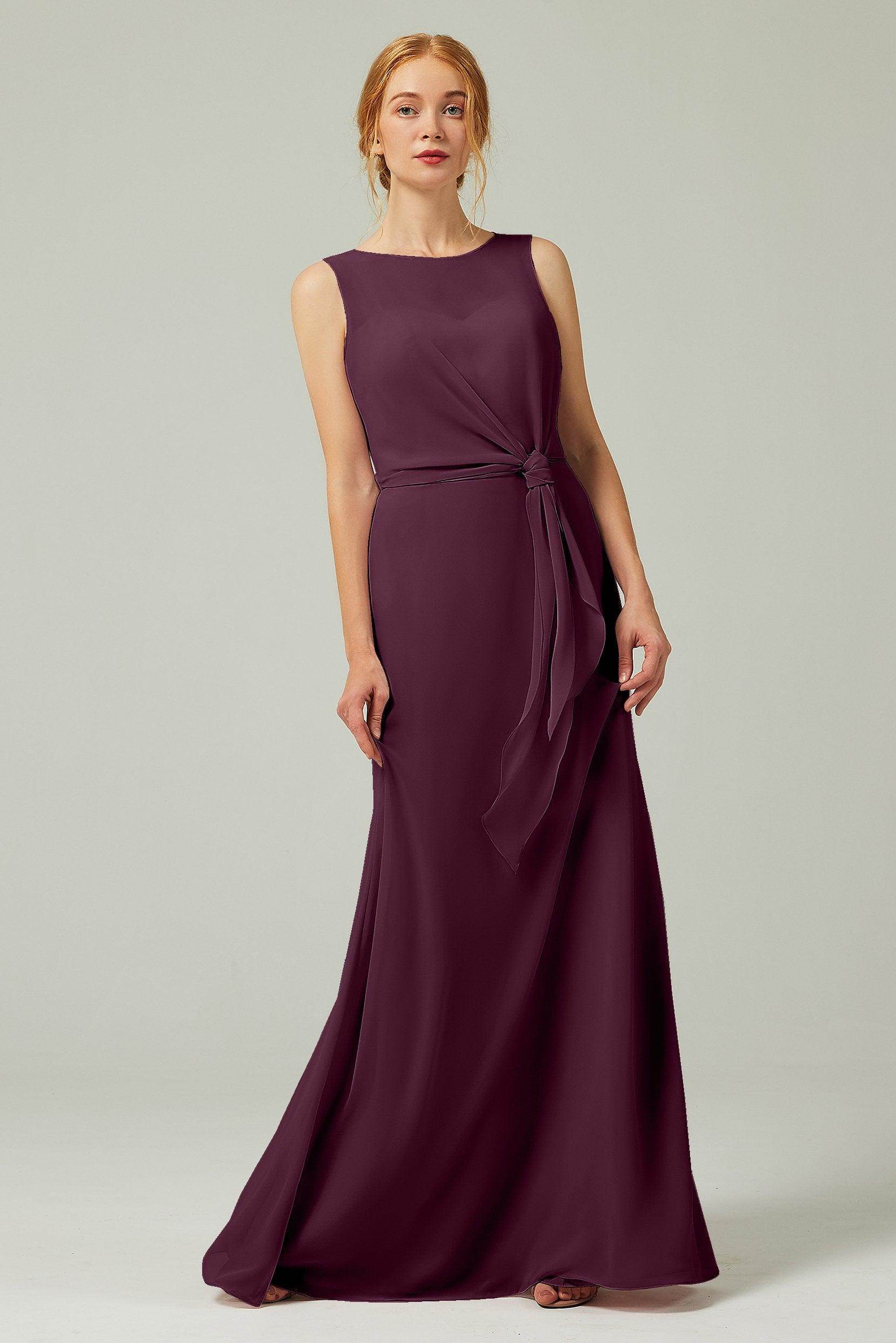 A-Line Floor Length Chiffon Bridesmaid Dress CB0317 - COCOMELODY