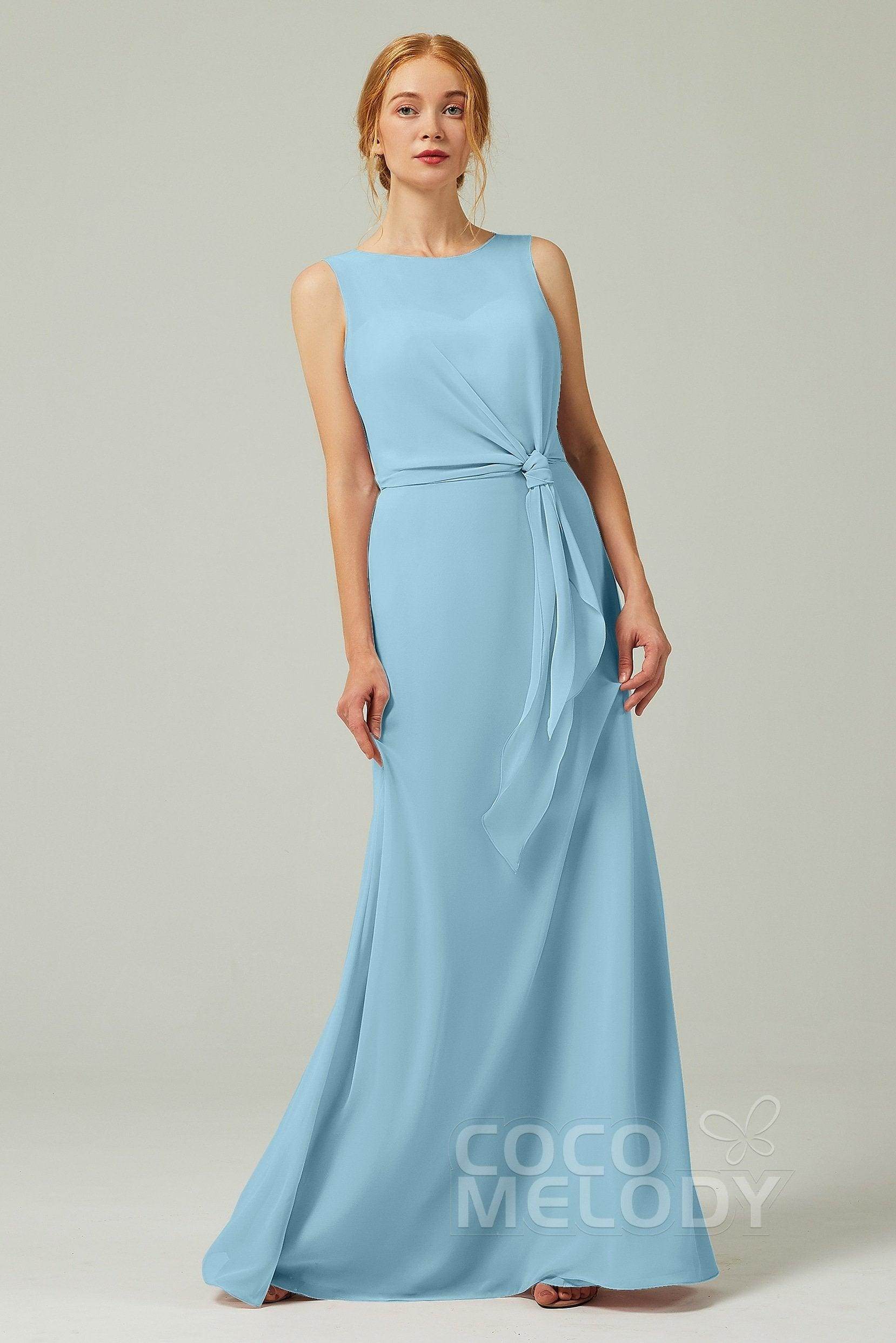 A-Line Floor Length Chiffon Bridesmaid Dress CB0317 - COCOMELODY