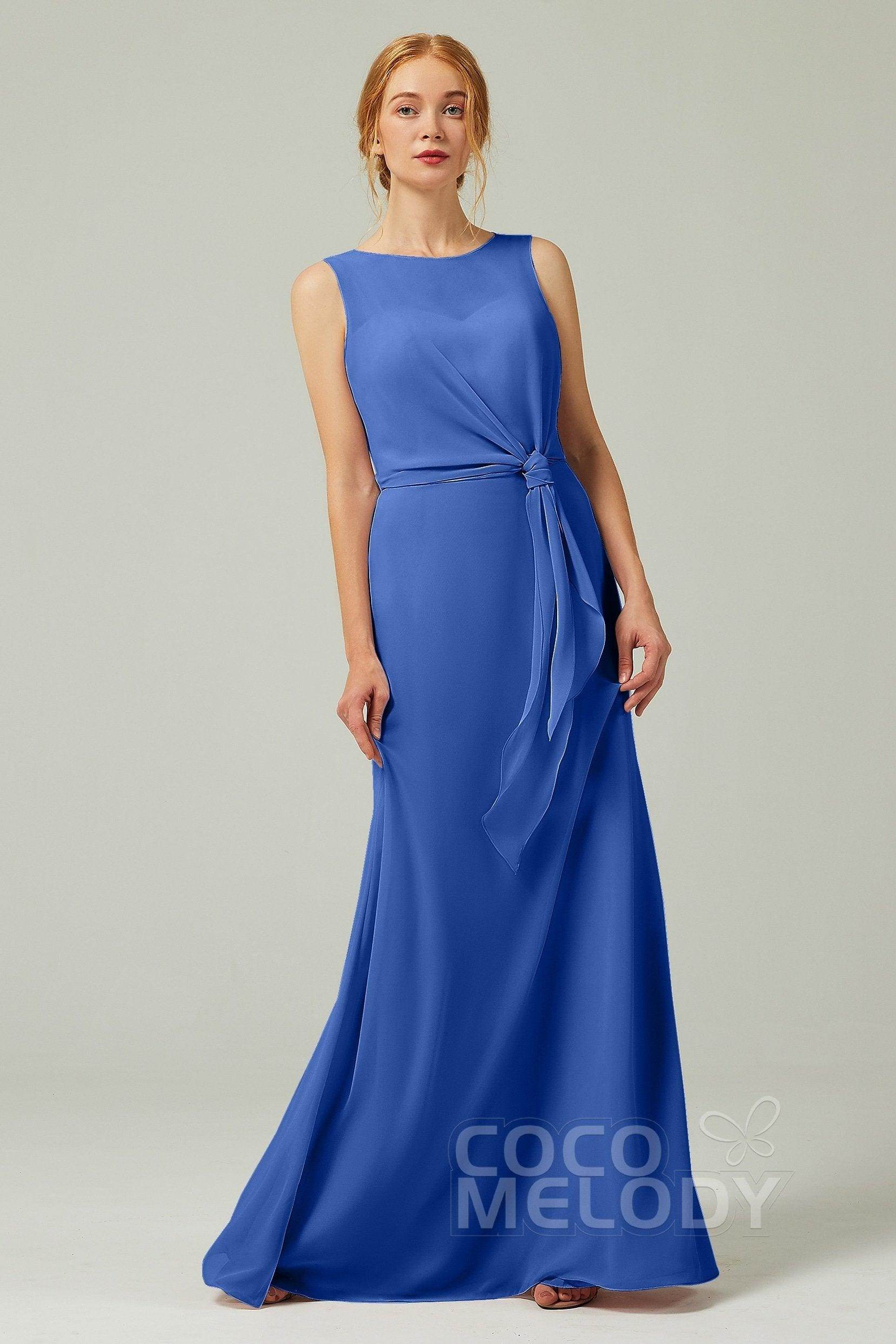 A-Line Floor Length Chiffon Bridesmaid Dress CB0317 - COCOMELODY