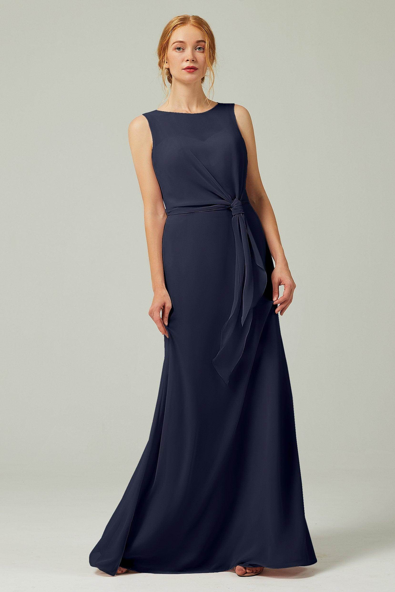 A-Line Floor Length Chiffon Bridesmaid Dress CB0317 - COCOMELODY