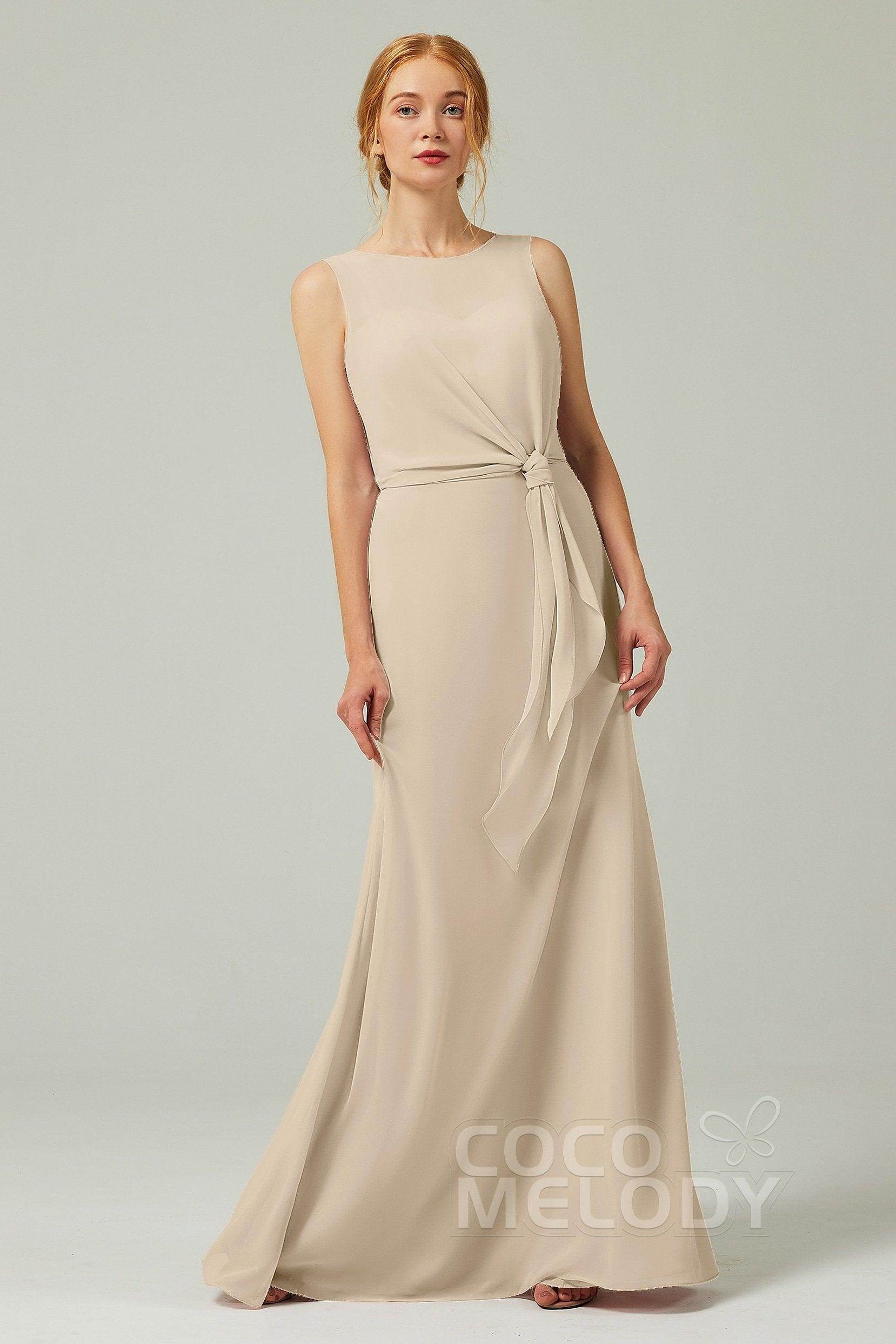 A-Line Floor Length Chiffon Bridesmaid Dress CB0317 - COCOMELODY