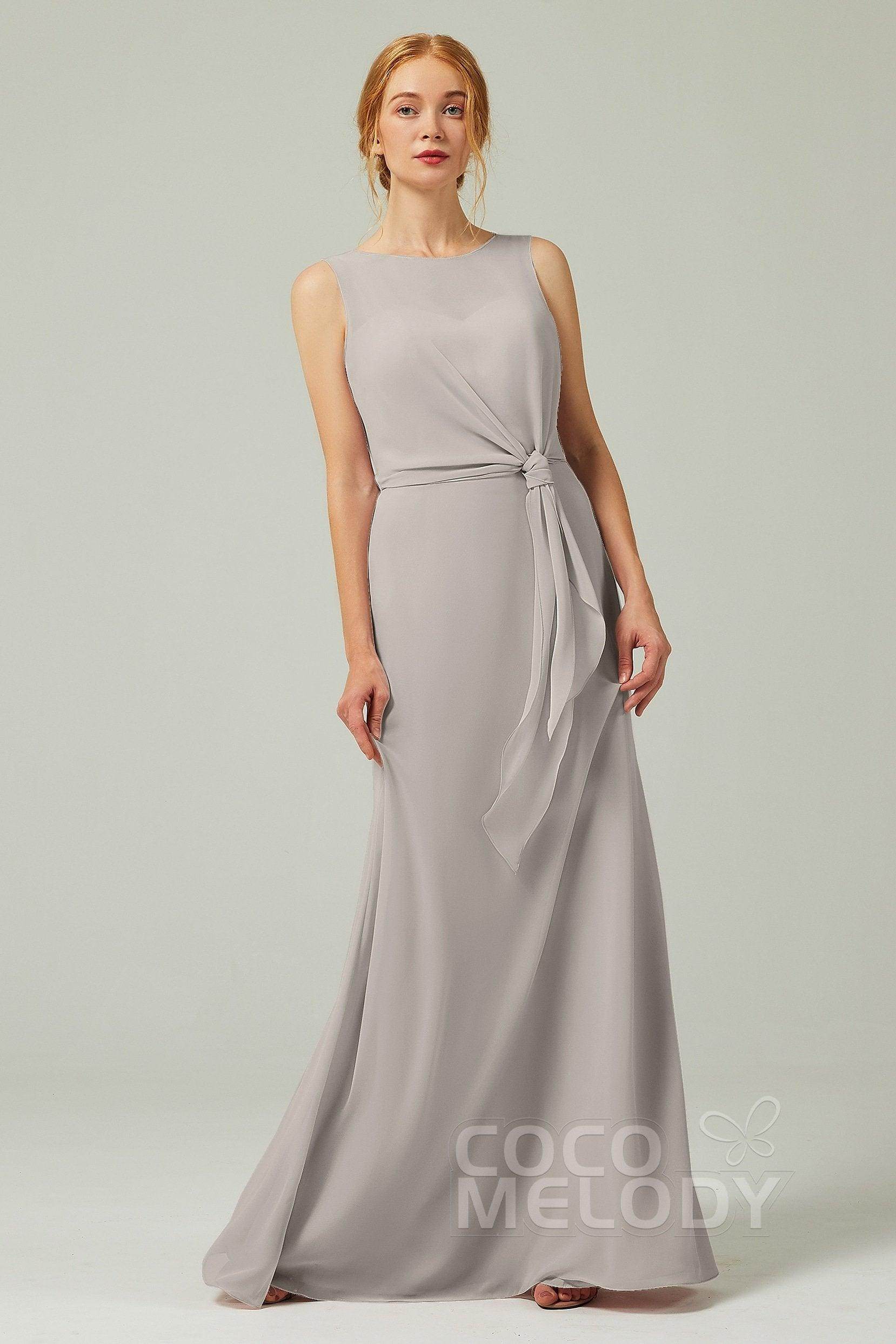 A-Line Floor Length Chiffon Bridesmaid Dress CB0317 - COCOMELODY