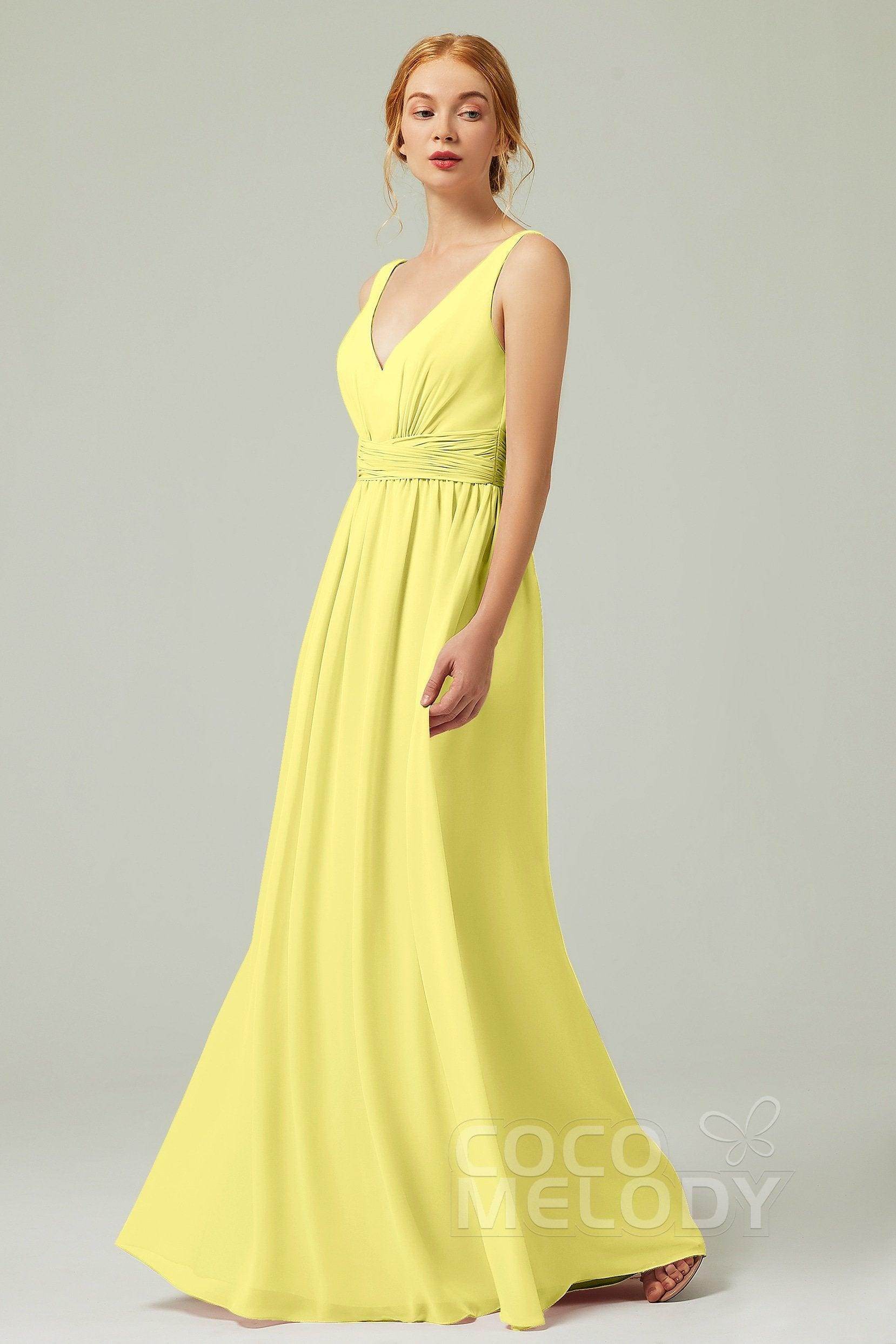 A-Line Floor Length Chiffon Bridesmaid Dress CB0318 - COCOMELODY