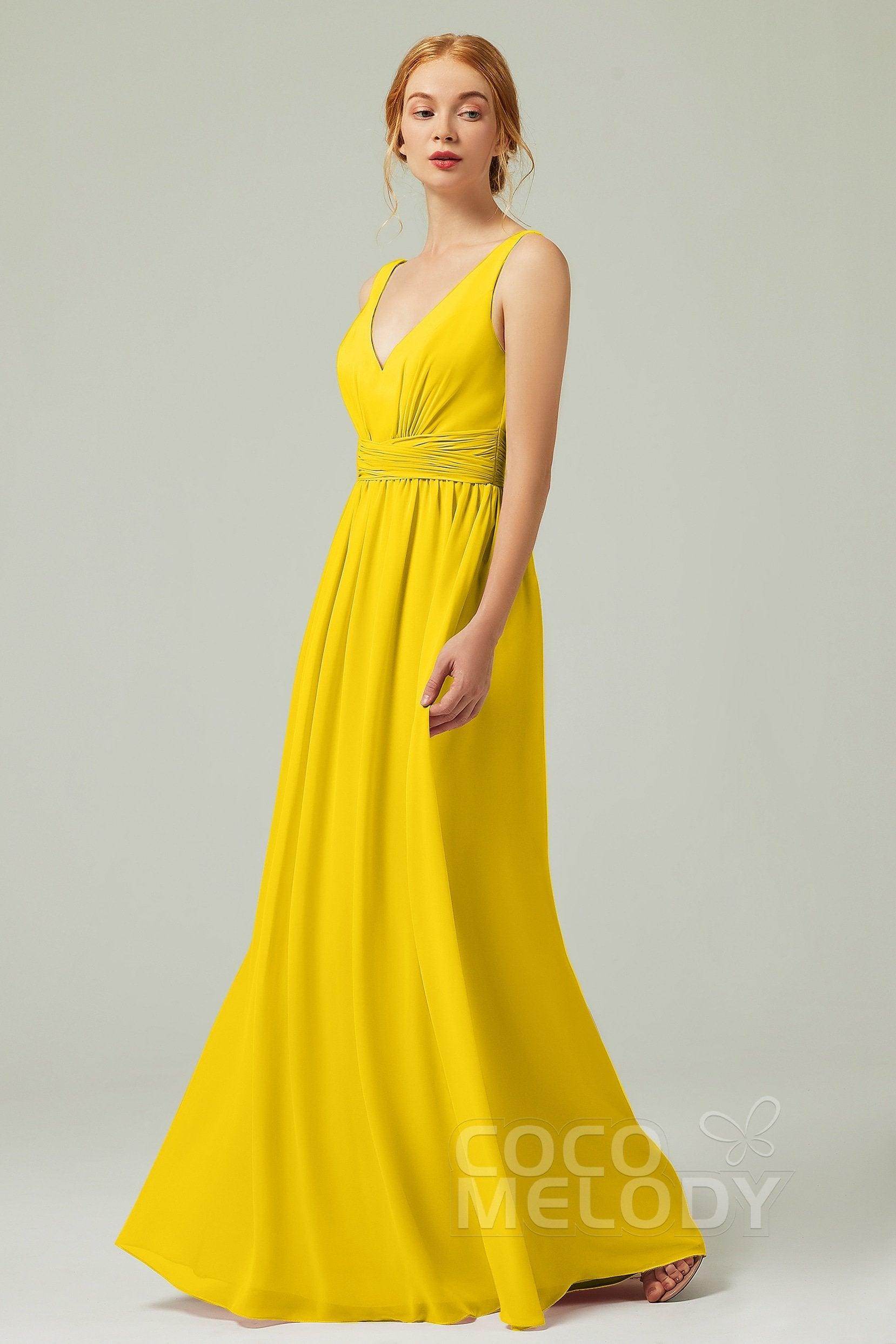 A-Line Floor Length Chiffon Bridesmaid Dress CB0318 - COCOMELODY
