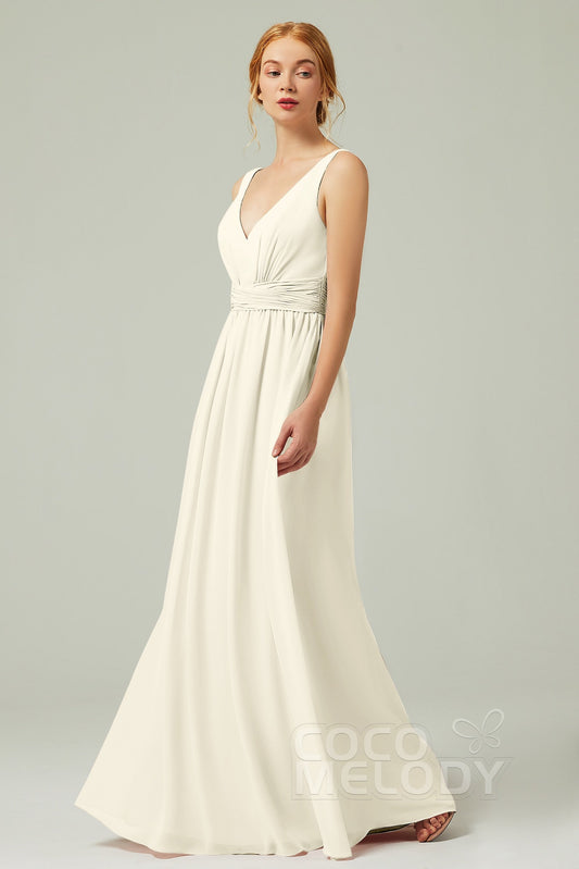 A-Line Floor Length Chiffon Bridesmaid Dress CB0318