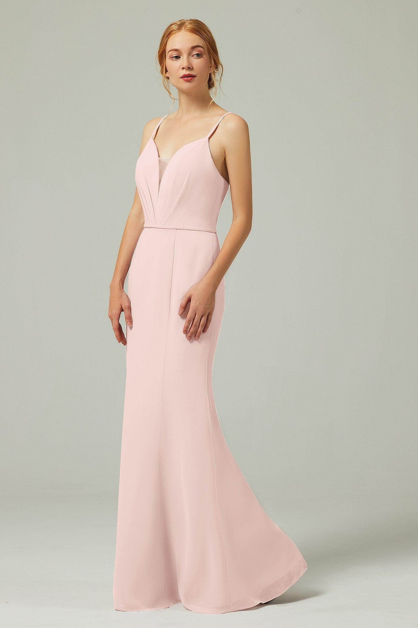 Trumpet-Mermaid Floor Length Chiffon Bridesmaid Dress CB0319 - COCOMELODY