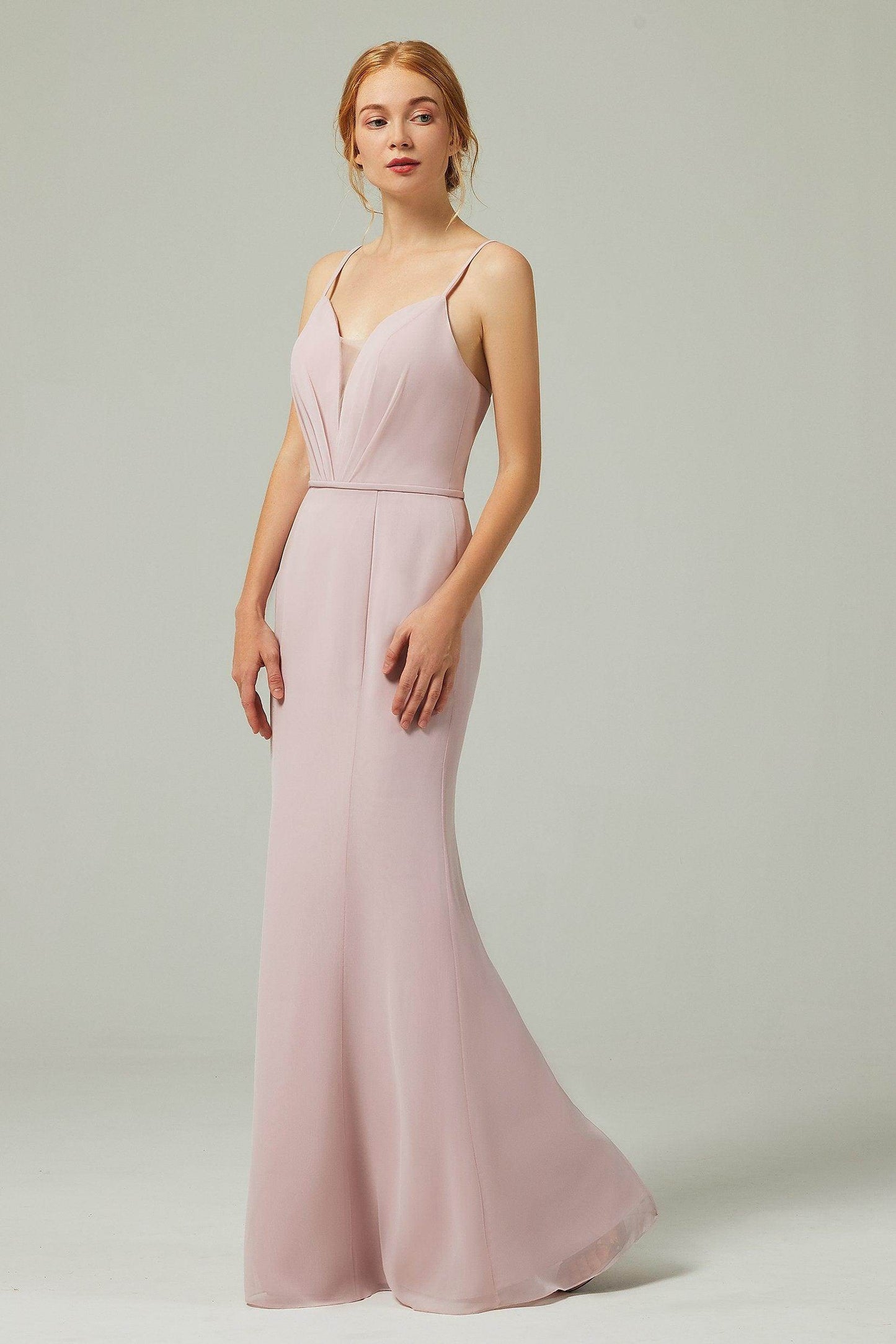 Trumpet-Mermaid Floor Length Chiffon Bridesmaid Dress CB0319 - COCOMELODY