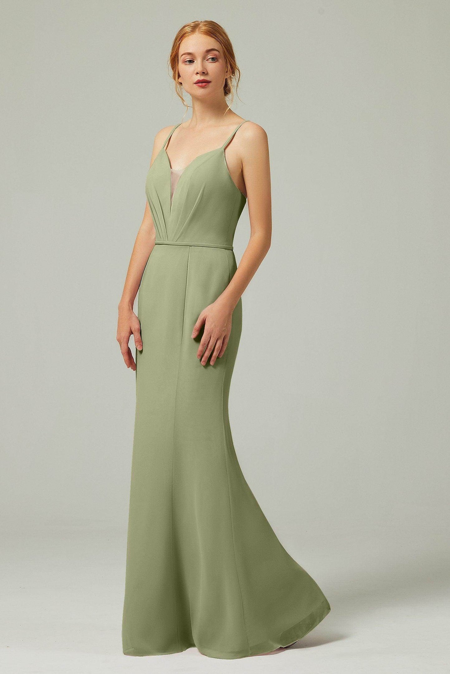 Trumpet-Mermaid Floor Length Chiffon Bridesmaid Dress CB0319 - COCOMELODY