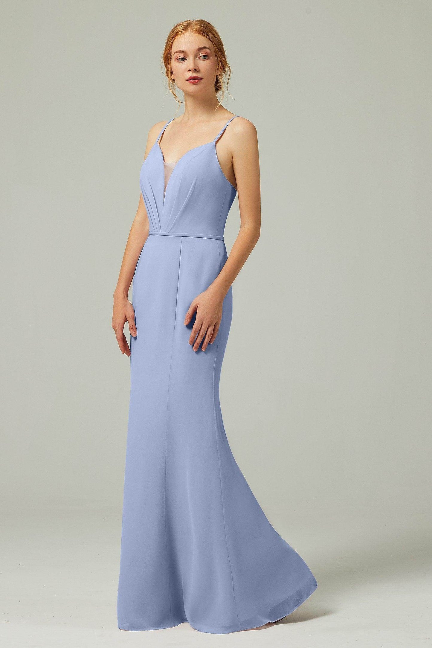Trumpet-Mermaid Floor Length Chiffon Bridesmaid Dress CB0319 - COCOMELODY