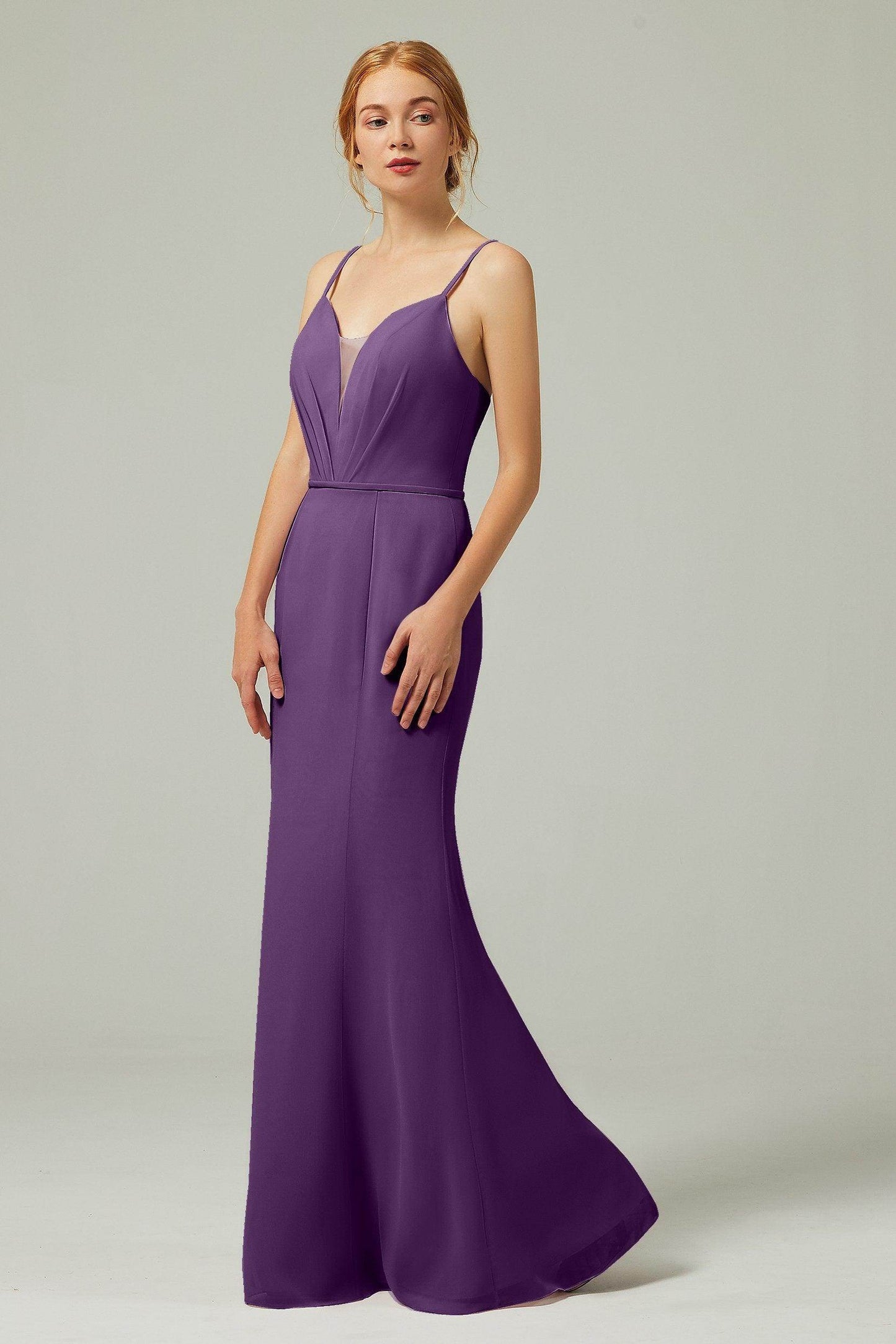 Trumpet-Mermaid Floor Length Chiffon Bridesmaid Dress CB0319 - COCOMELODY