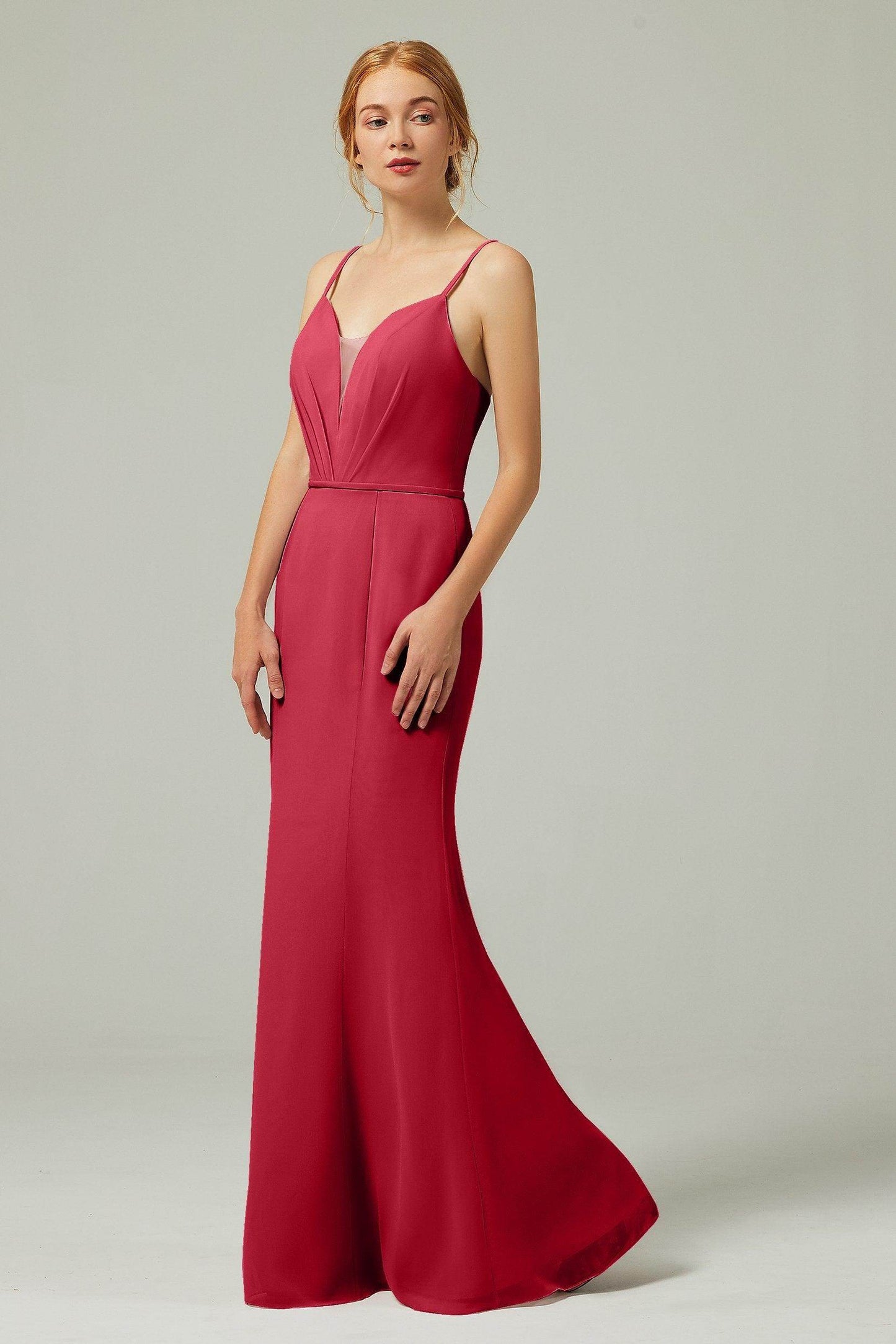Trumpet-Mermaid Floor Length Chiffon Bridesmaid Dress CB0319 - COCOMELODY