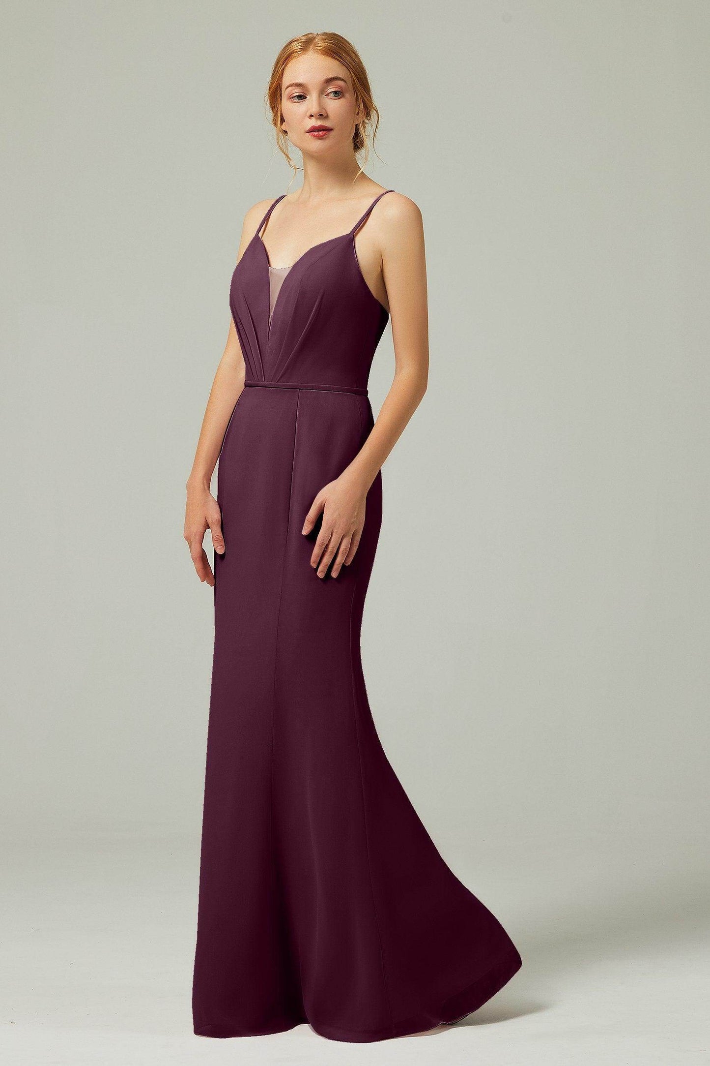 Trumpet-Mermaid Floor Length Chiffon Bridesmaid Dress CB0319 - COCOMELODY