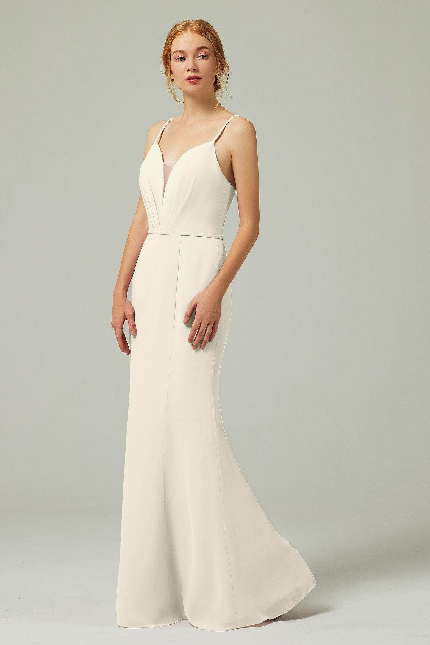 Trumpet-Mermaid Floor Length Chiffon Bridesmaid Dress CB0319 - COCOMELODY