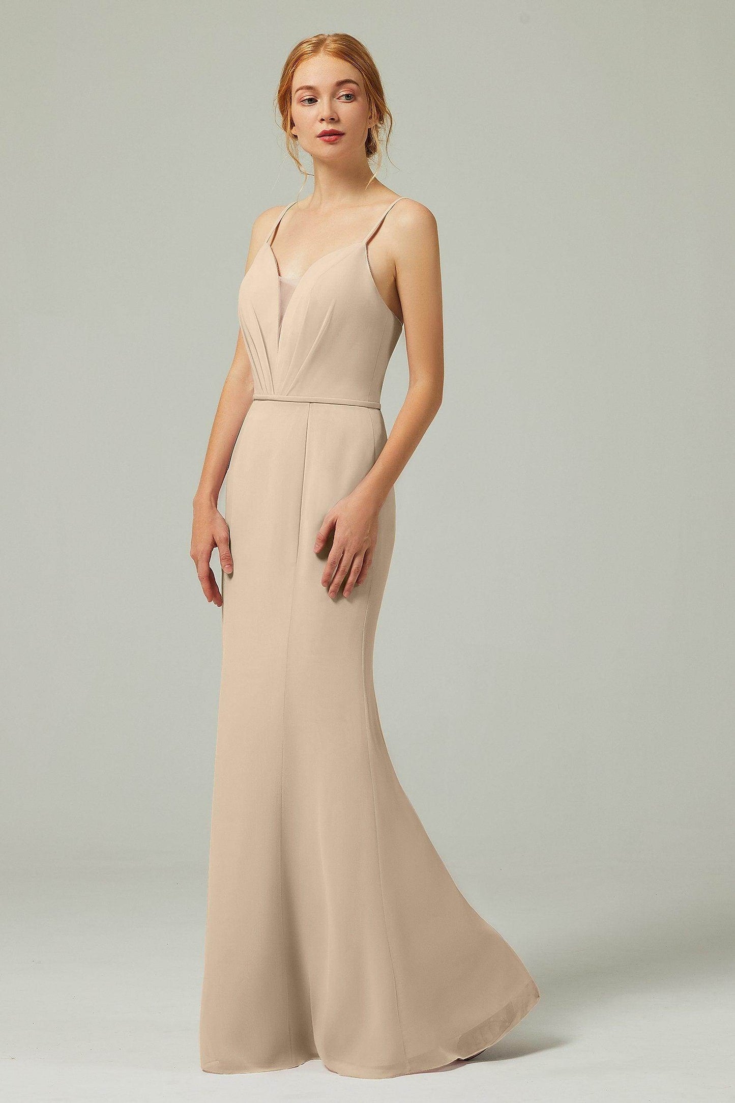 Trumpet-Mermaid Floor Length Chiffon Bridesmaid Dress CB0319 - COCOMELODY