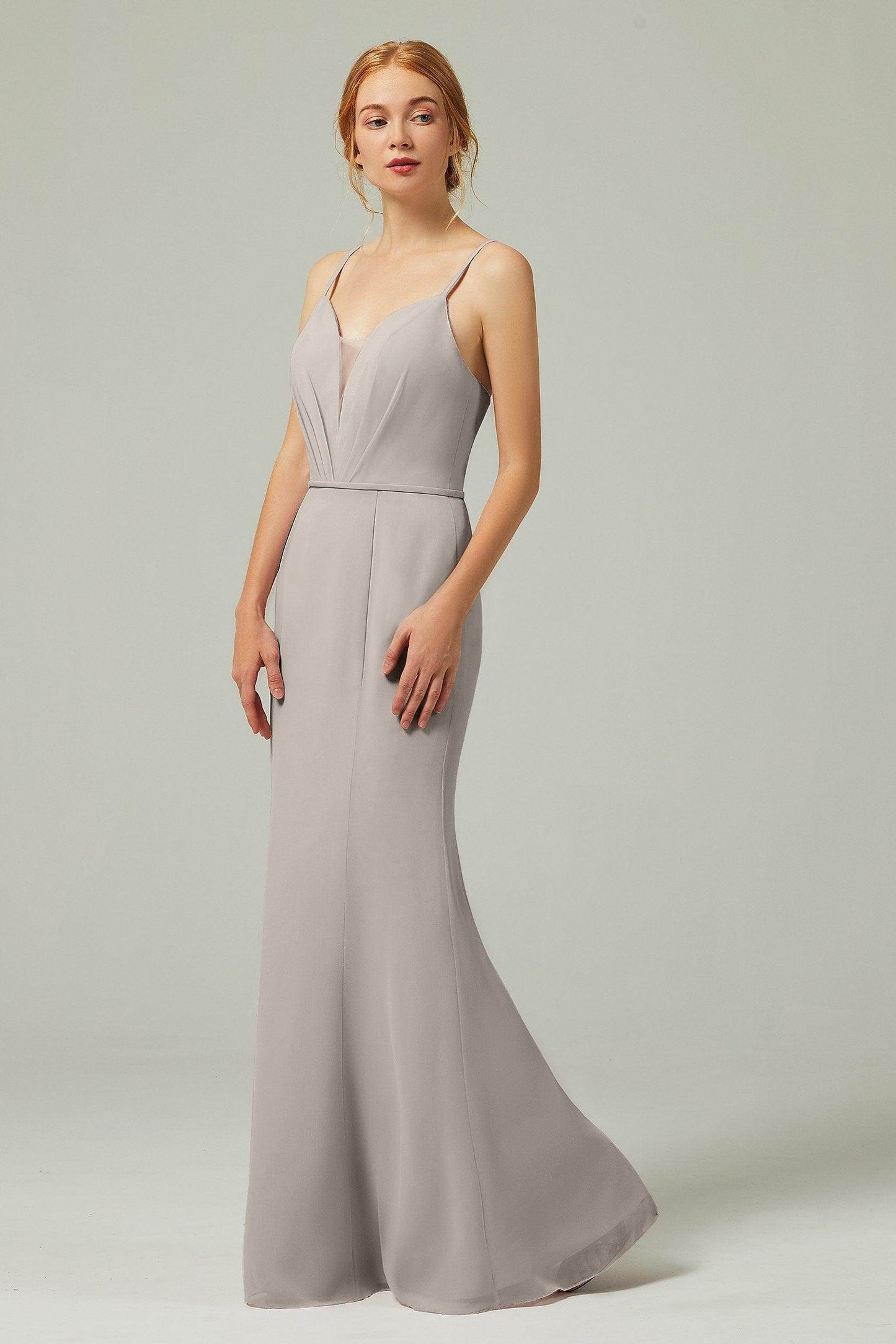 Trumpet-Mermaid Floor Length Chiffon Bridesmaid Dress CB0319 - COCOMELODY