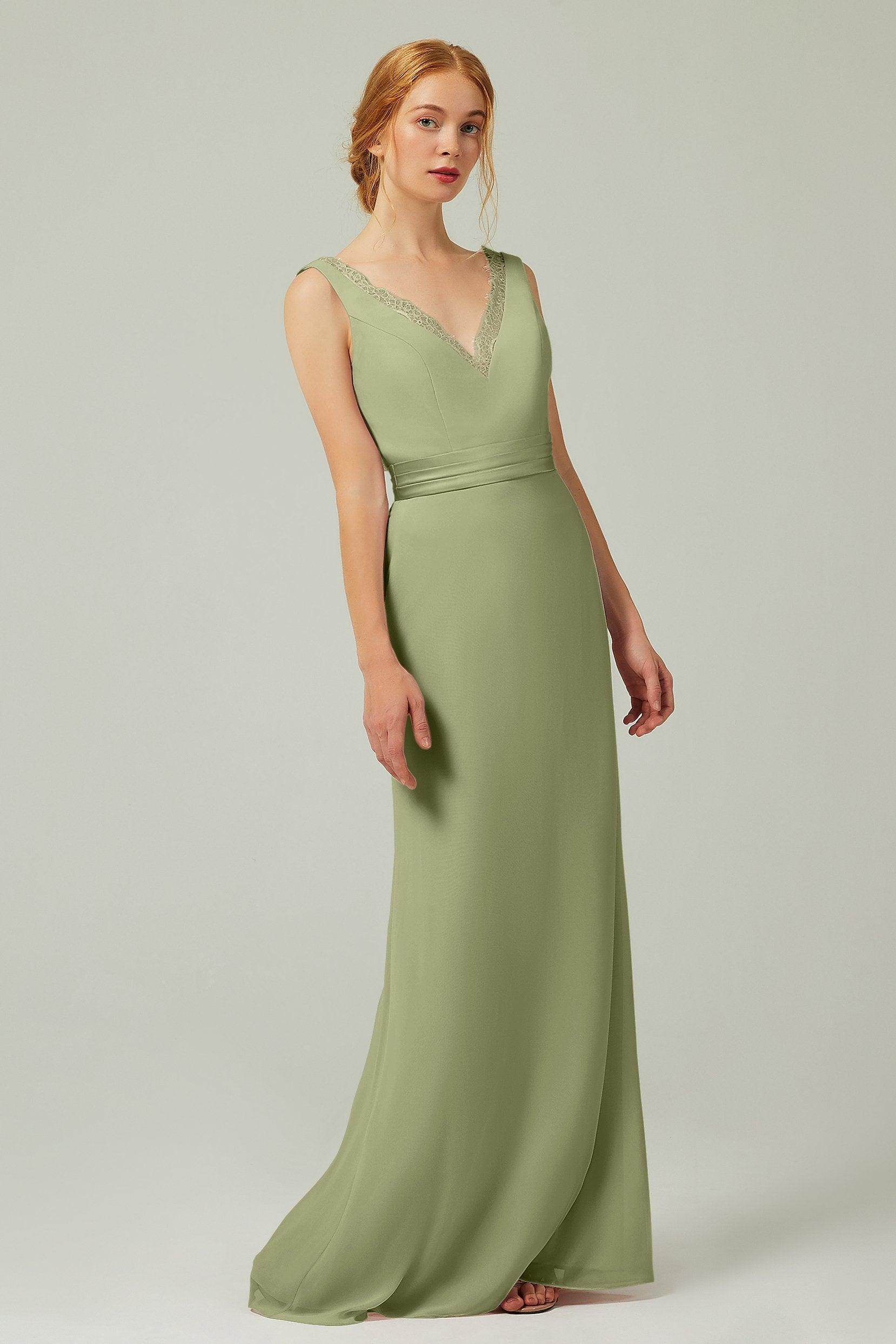 Sheath-Column Floor Length Chiffon Bridesmaid Dress CB0320 - COCOMELODY