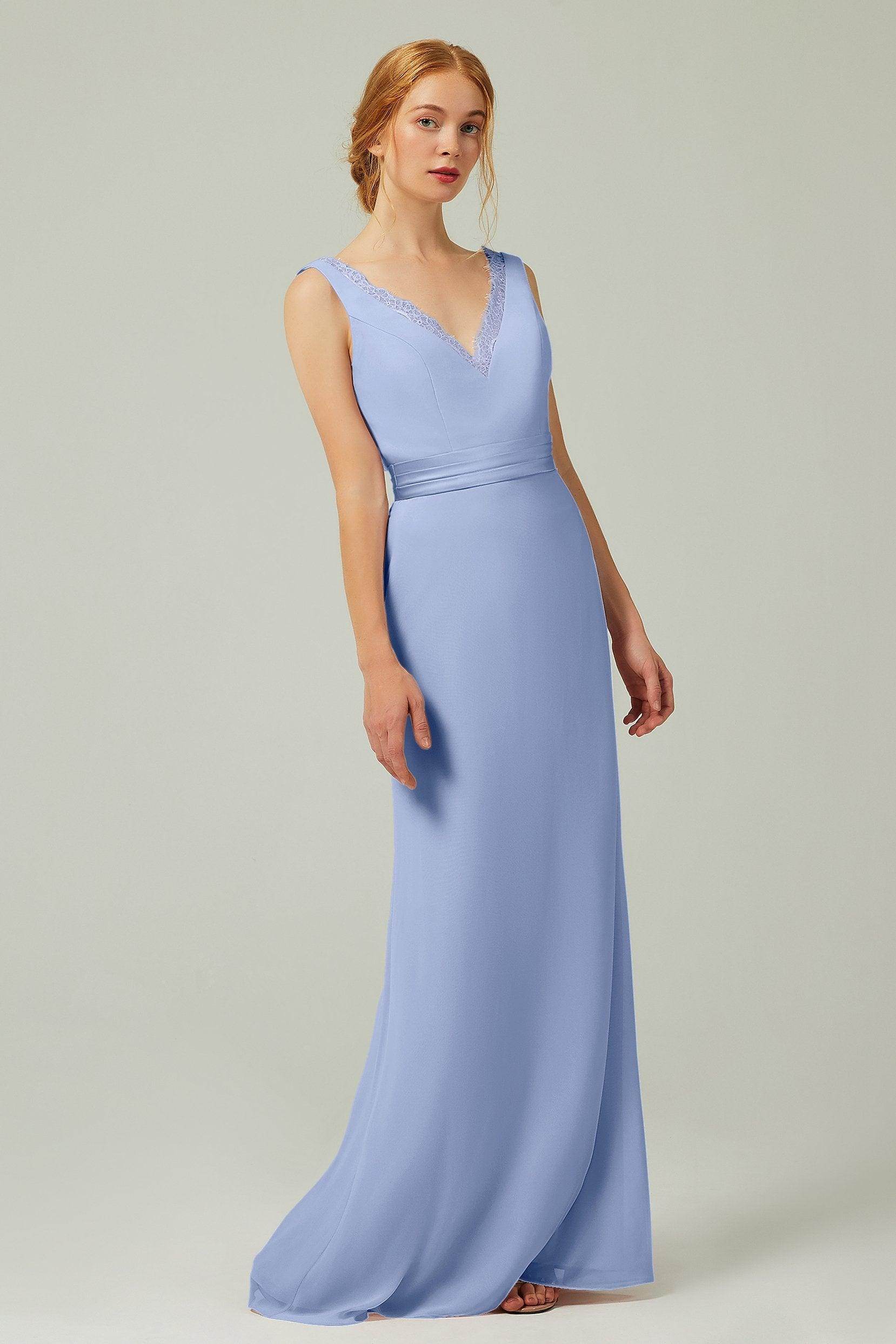 Sheath-Column Floor Length Chiffon Bridesmaid Dress CB0320 - COCOMELODY