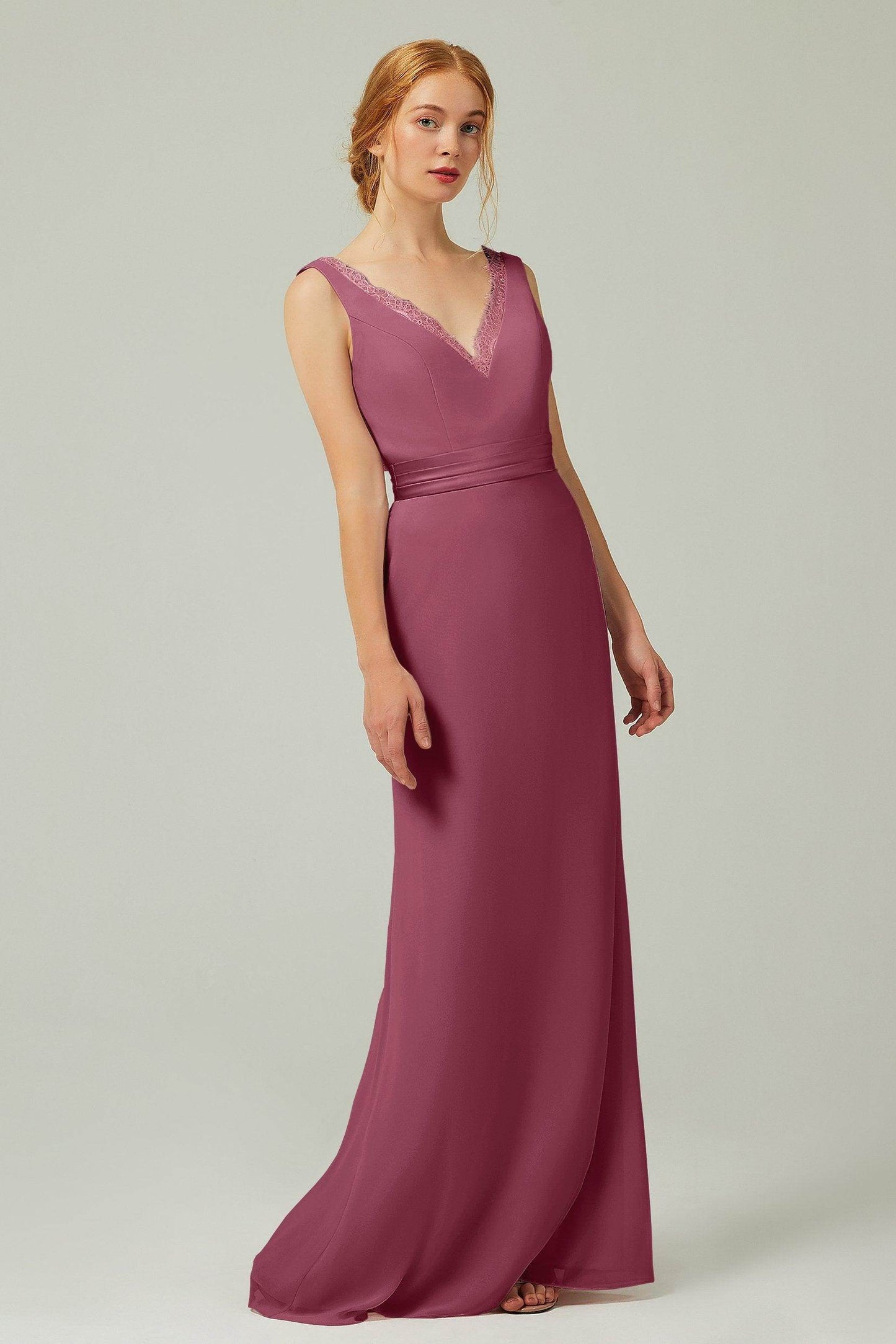 Sheath-Column Floor Length Chiffon Bridesmaid Dress CB0320 - COCOMELODY