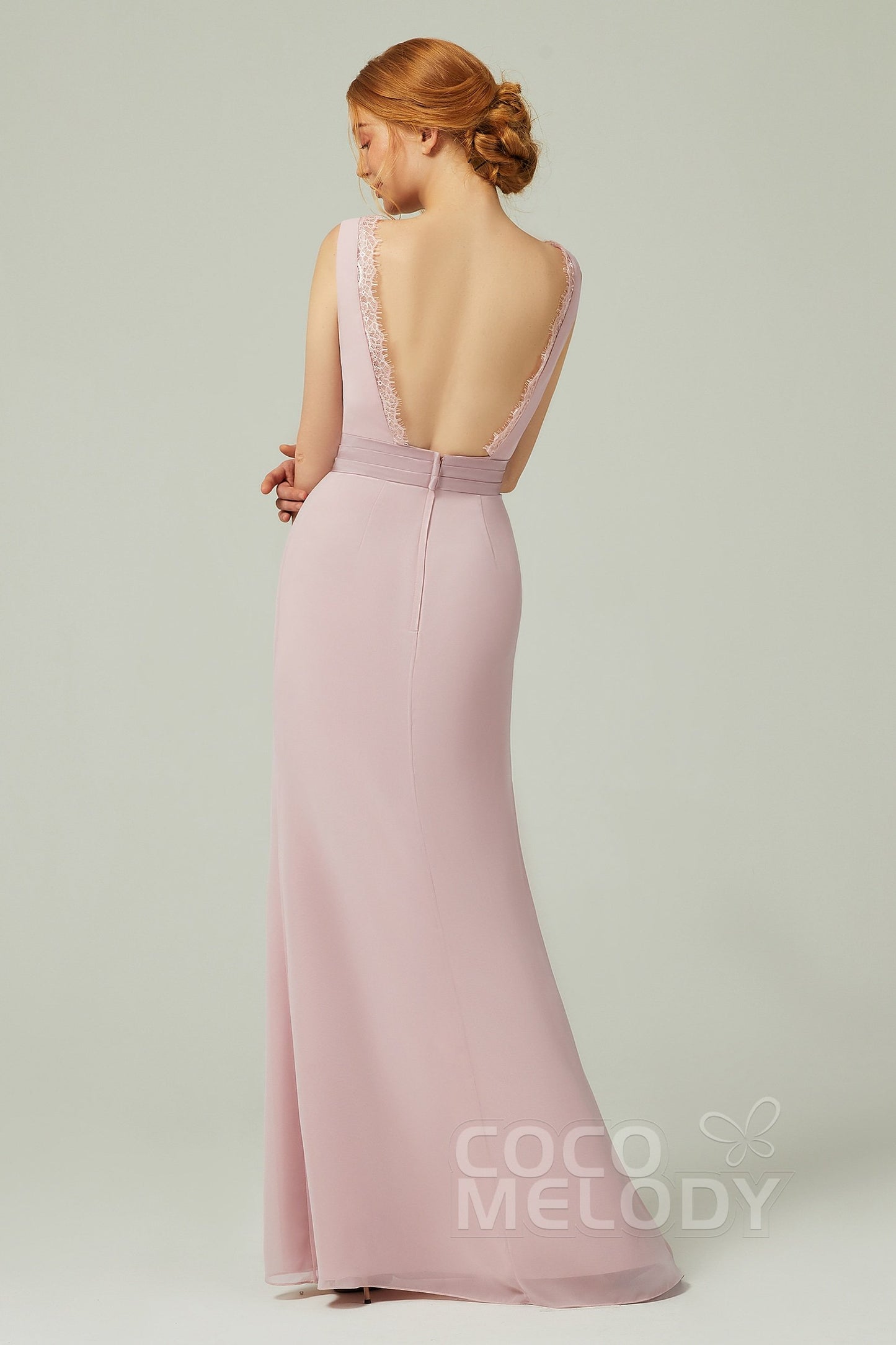 Sheath-Column Floor Length Chiffon Bridesmaid Dress CB0320