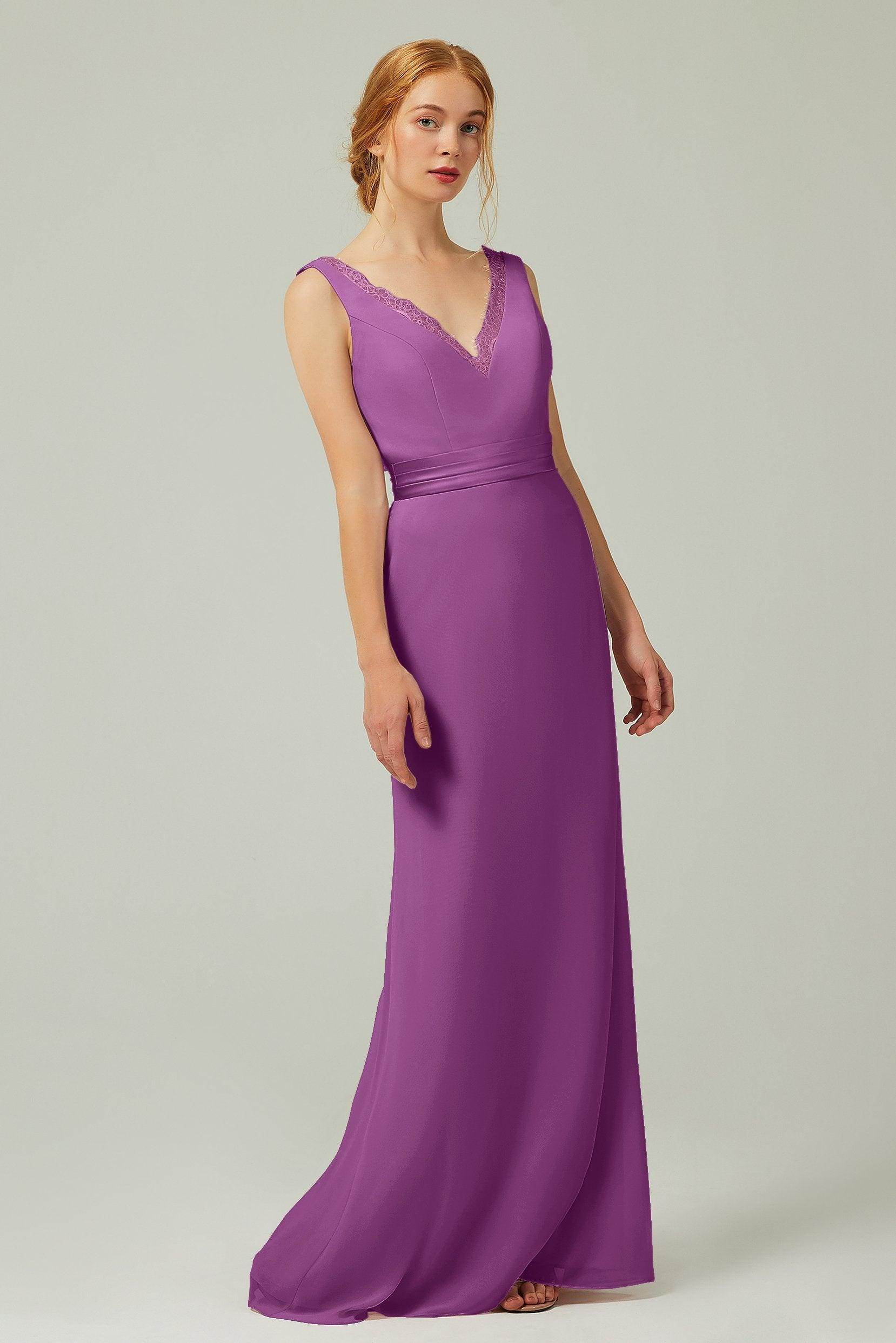 Sheath-Column Floor Length Chiffon Bridesmaid Dress CB0320 - COCOMELODY
