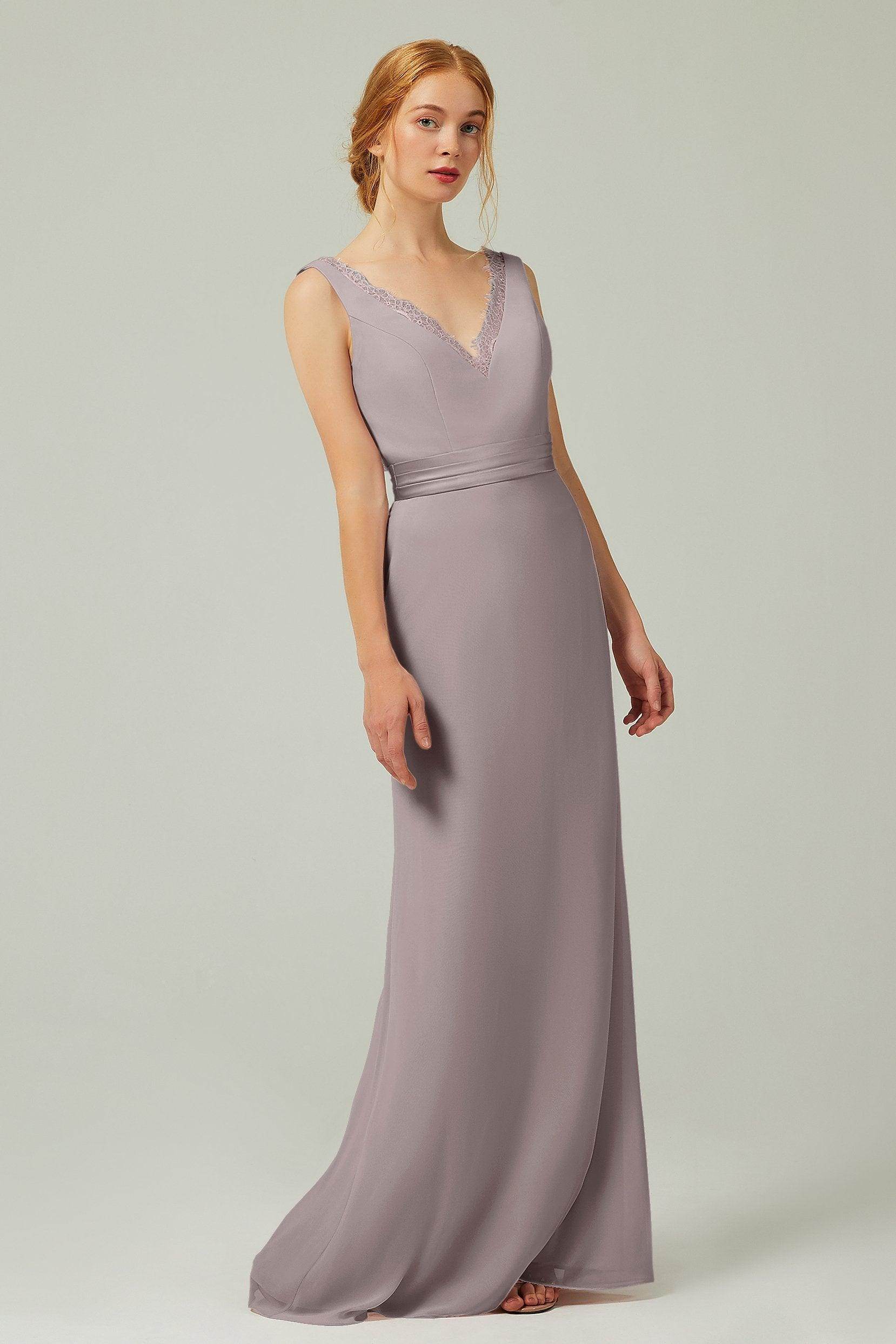 Sheath-Column Floor Length Chiffon Bridesmaid Dress CB0320 - COCOMELODY