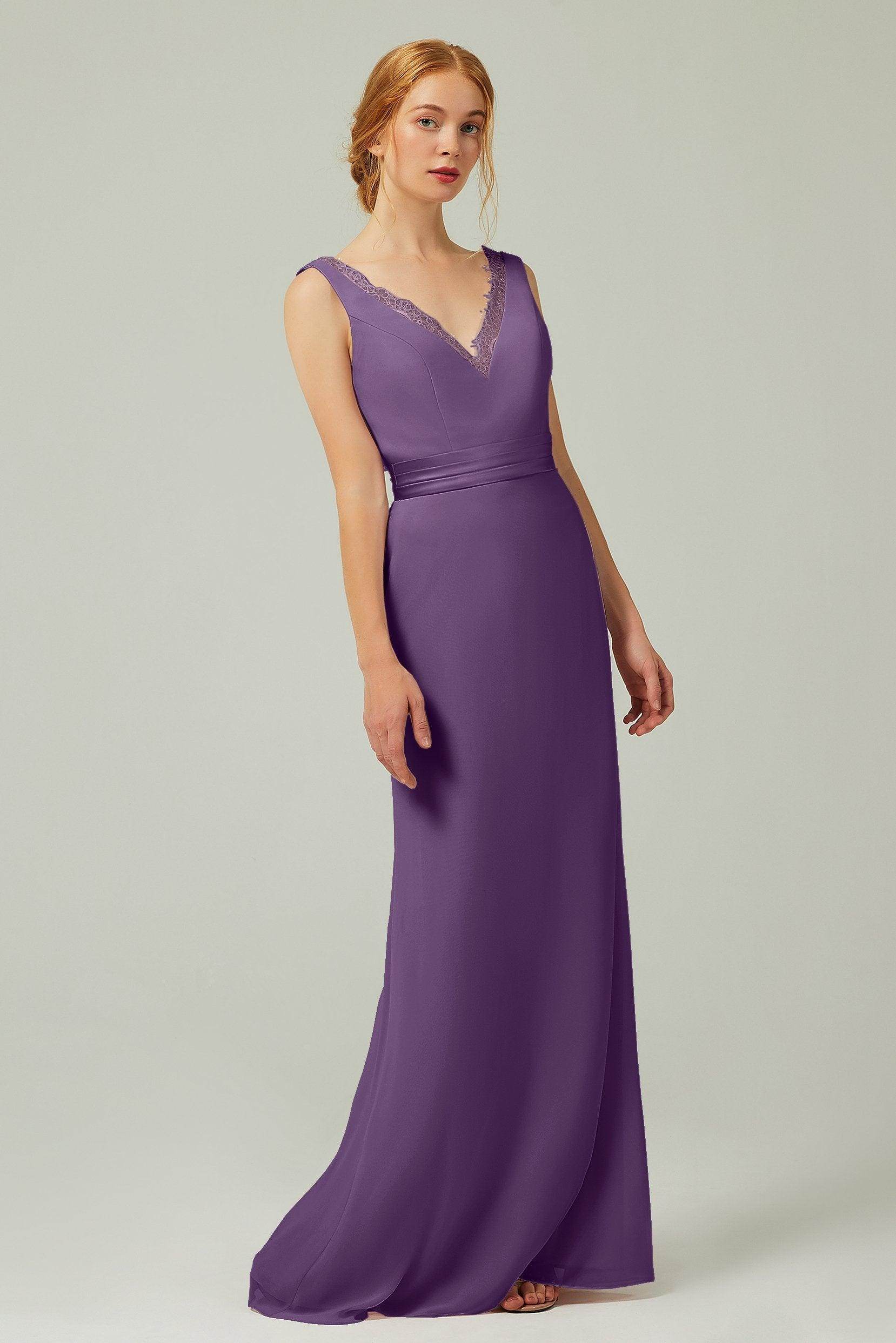 Sheath-Column Floor Length Chiffon Bridesmaid Dress CB0320 - COCOMELODY