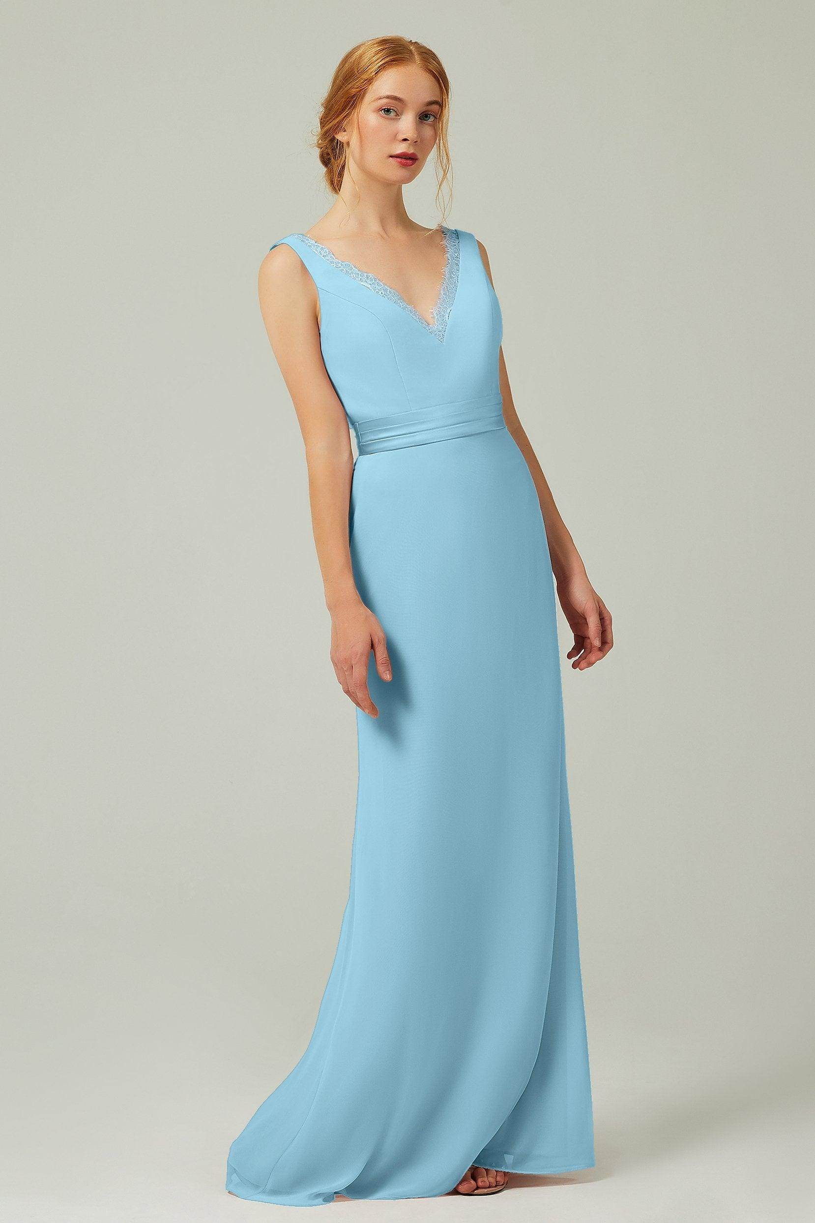 Sheath-Column Floor Length Chiffon Bridesmaid Dress CB0320 - COCOMELODY