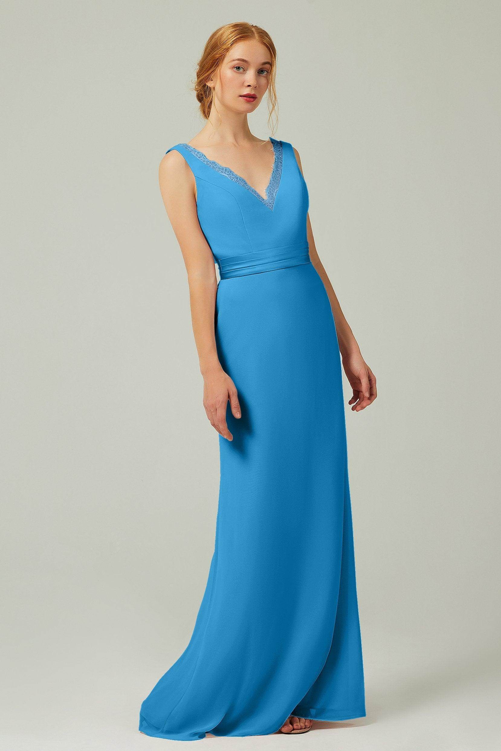 Sheath-Column Floor Length Chiffon Bridesmaid Dress CB0320 - COCOMELODY