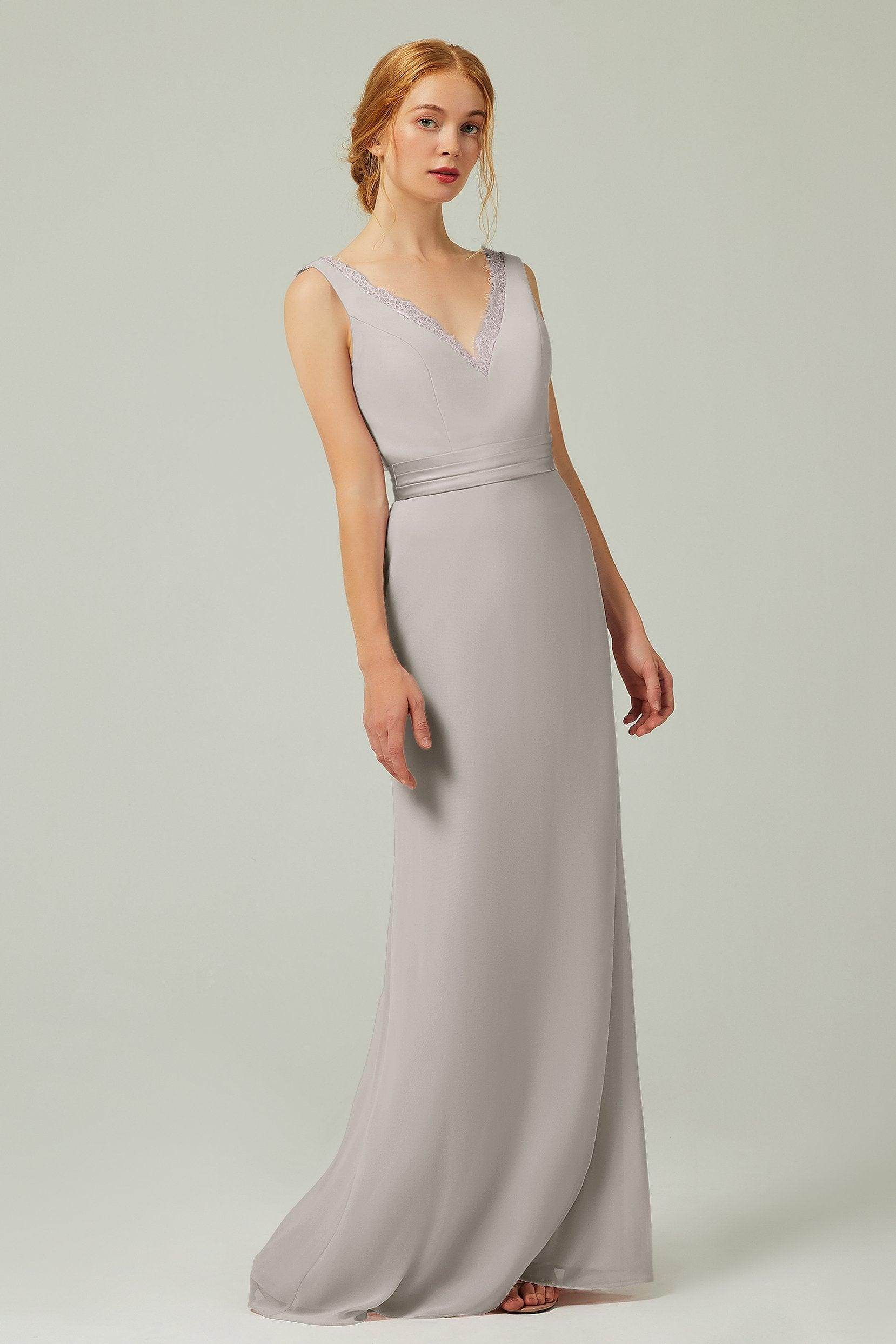 Sheath-Column Floor Length Chiffon Bridesmaid Dress CB0320 - COCOMELODY