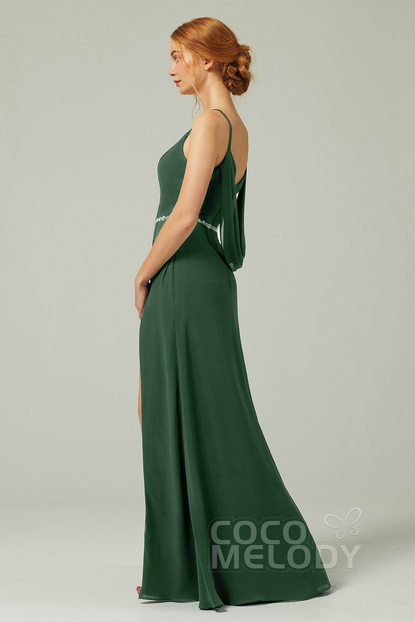 A-Line Floor Length Chiffon Bridesmaid Dress CB0321 - COCOMELODY
