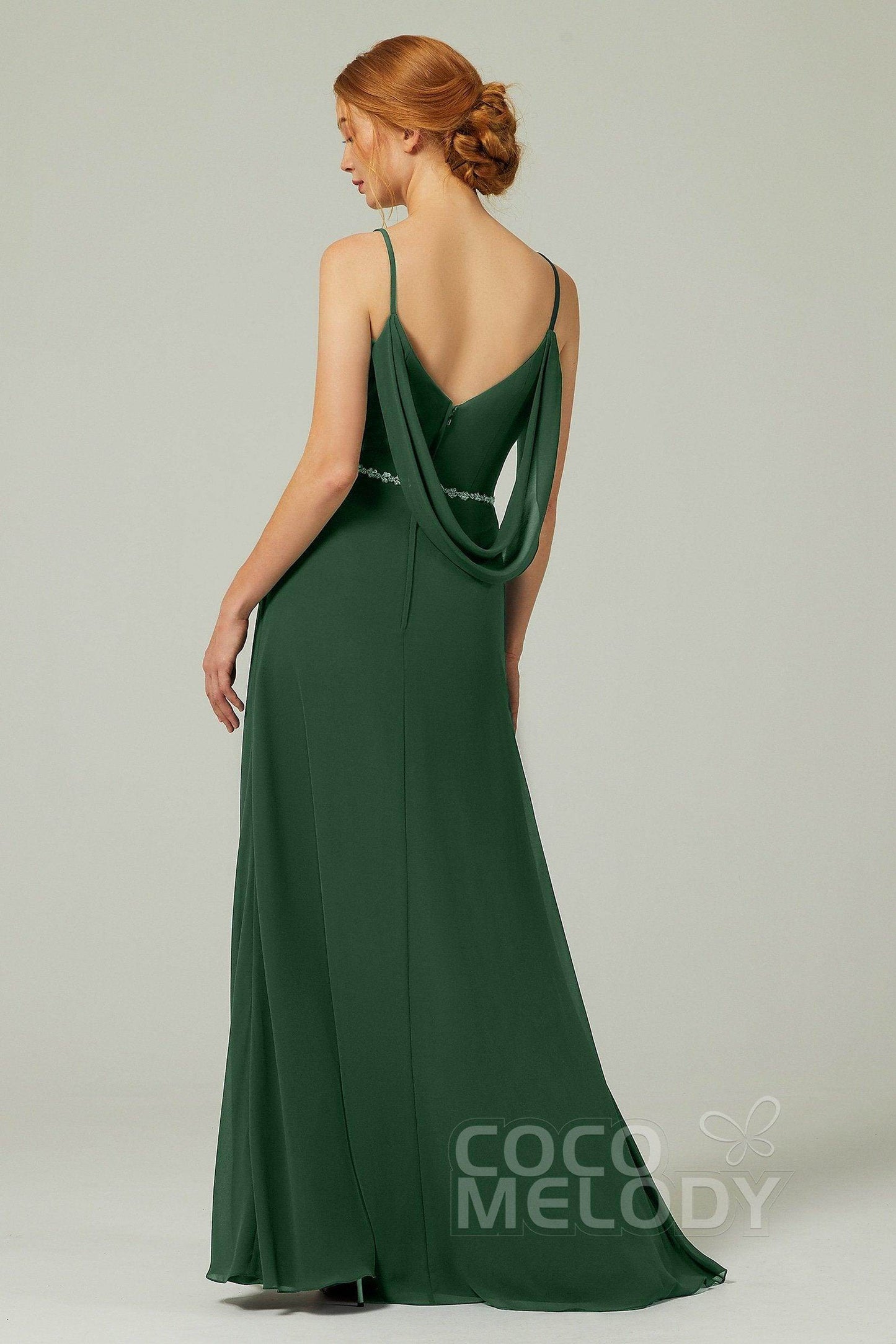 A-Line Floor Length Chiffon Bridesmaid Dress CB0321 - COCOMELODY