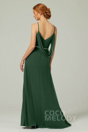 A-Line Floor Length Chiffon Bridesmaid Dress CB0321 - COCOMELODY
